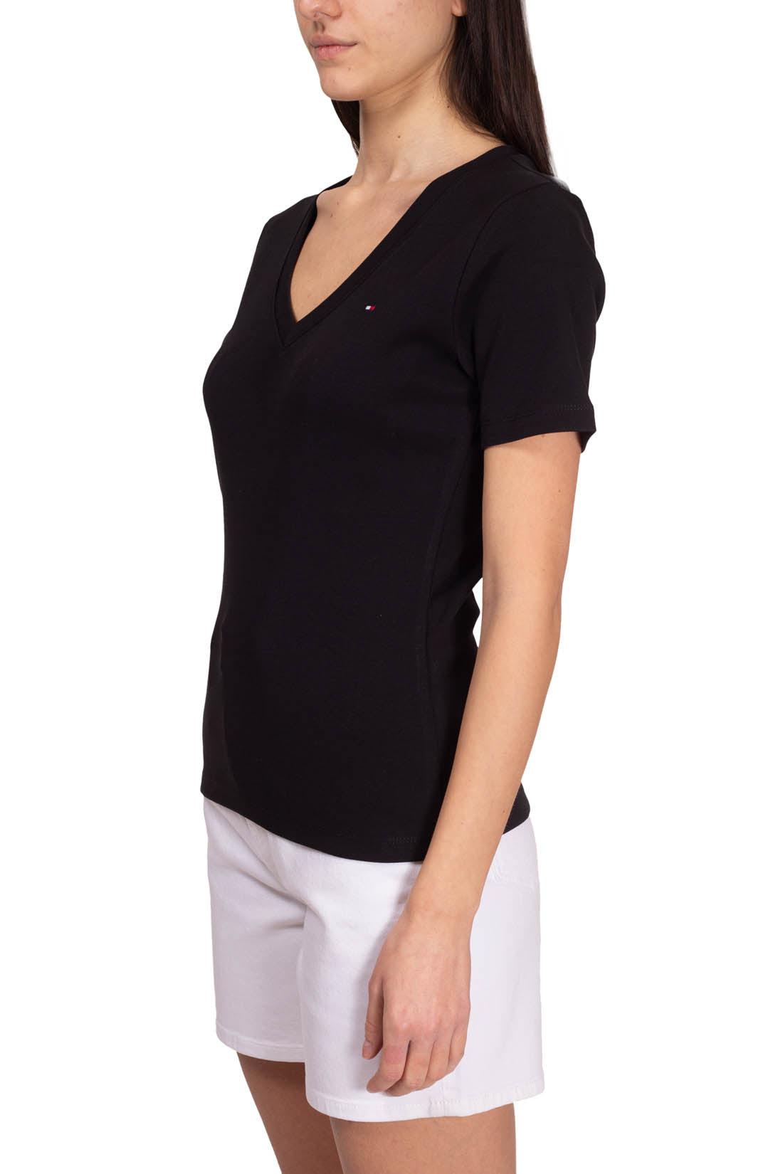 TOMMY HILFIGER - Women's slim T-shirt with v-neck  - Size XL-19