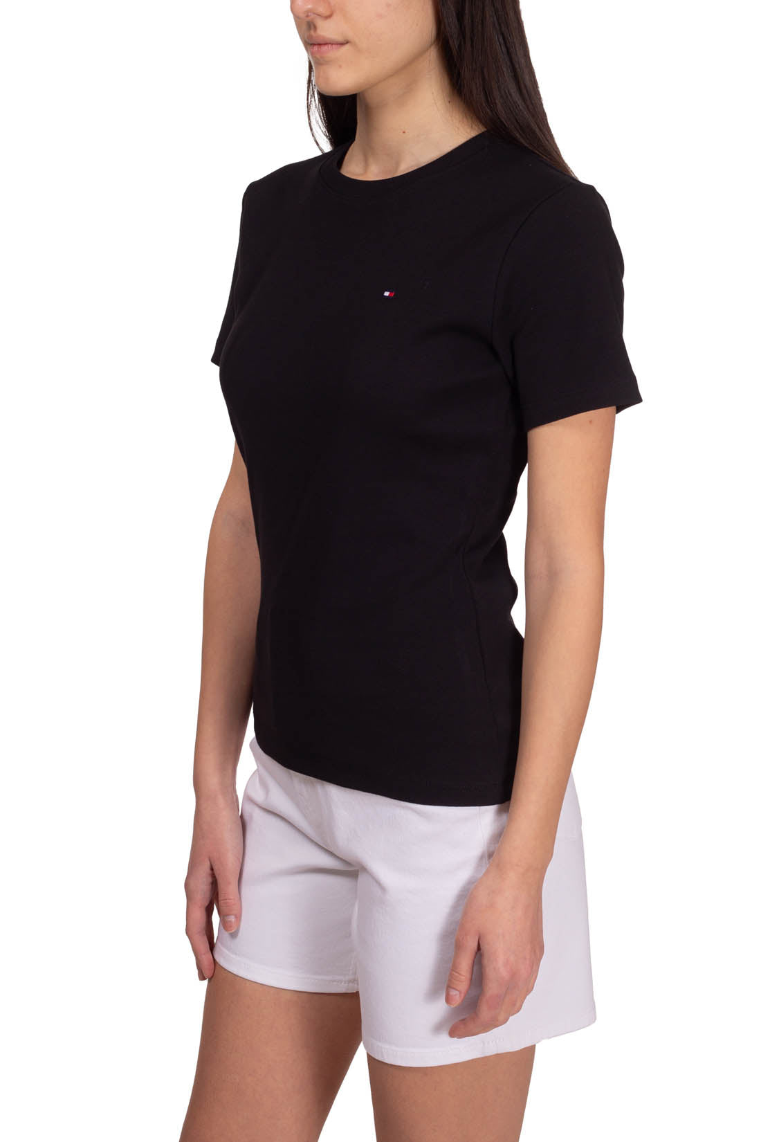 TOMMY HILFIGER - Women's slim logo T-shirt  - Size L-39