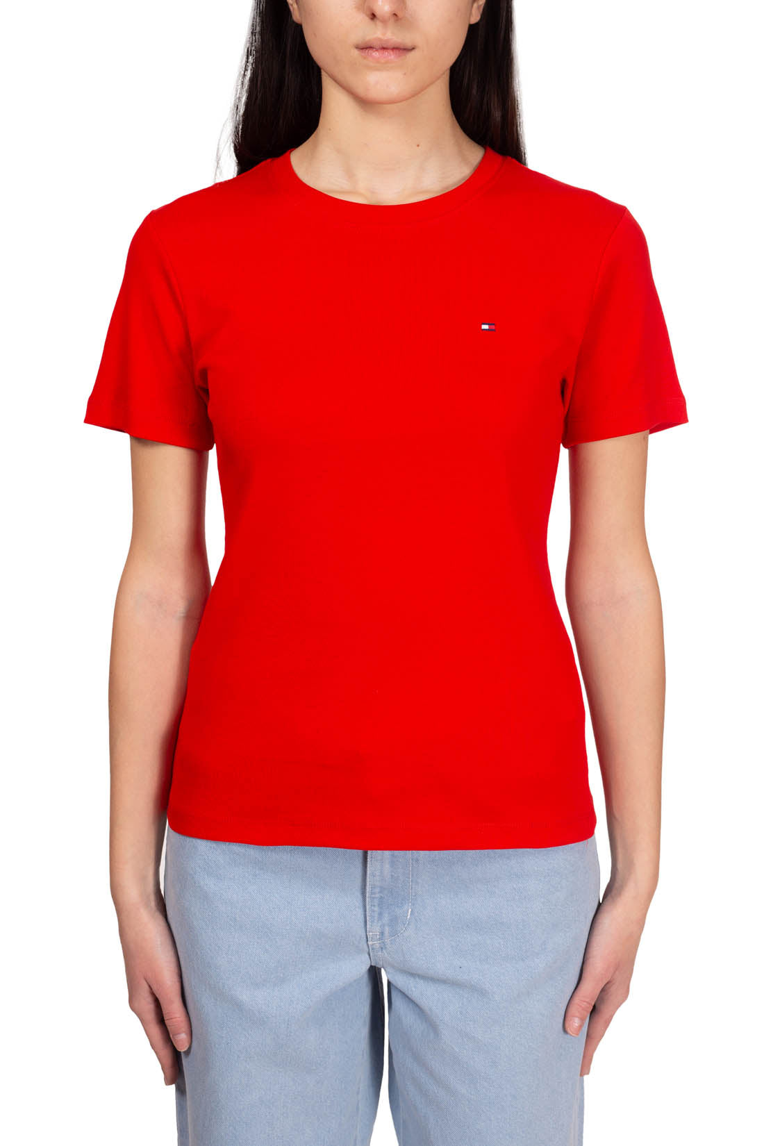 TOMMY HILFIGER - Women's slim logo T-shirt  - Size L-25