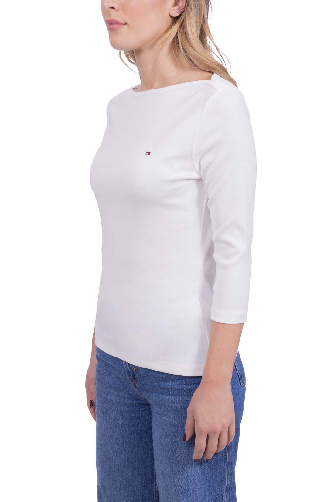 TOMMY HILFIGER - Women's slim T-shirt with boat neck  - Size XL-29