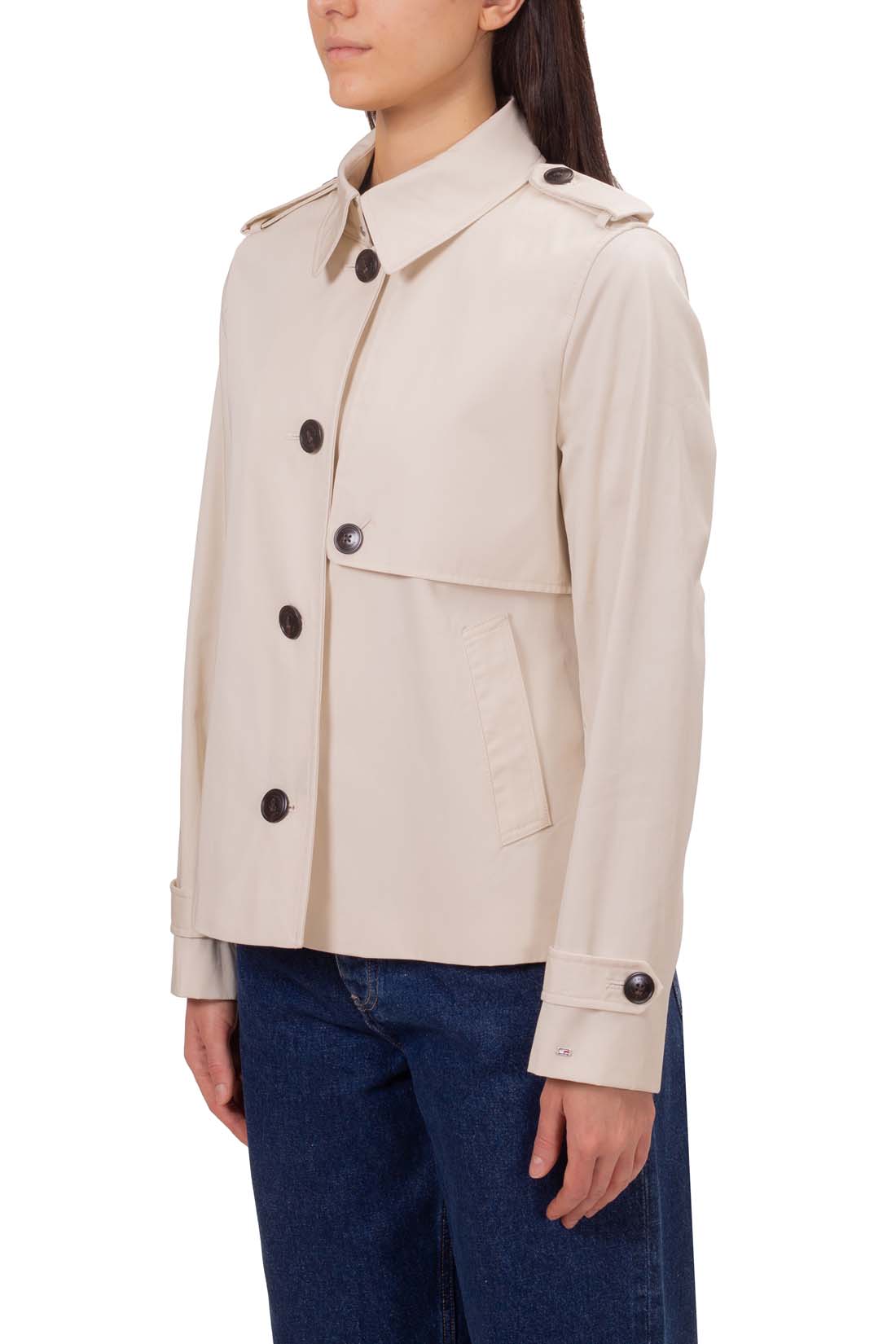 TOMMY HILFIGER - Women's single-breasted crop trench coat-19
