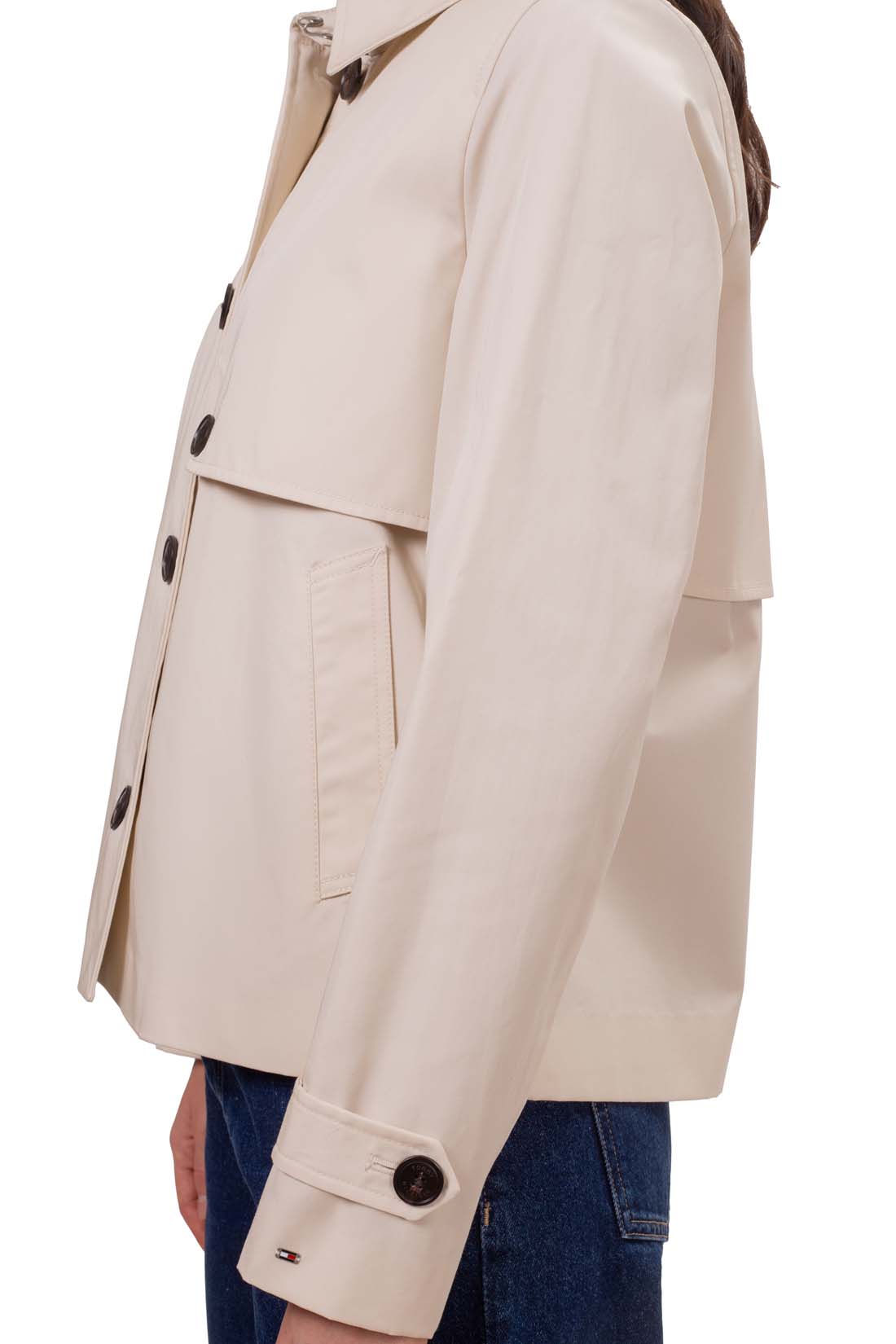 TOMMY HILFIGER - Women's single-breasted crop trench coat-31