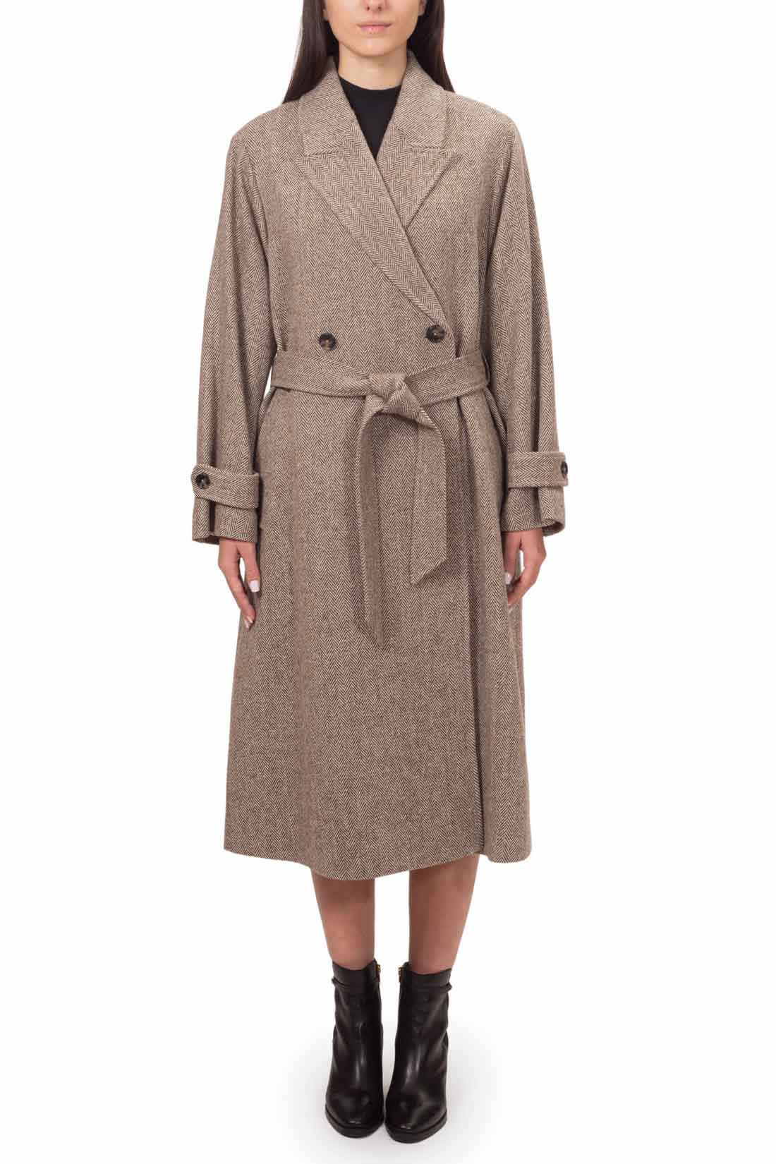 TOMMY HILFIGER - Women's oversized trench coat in herringbone wool-5