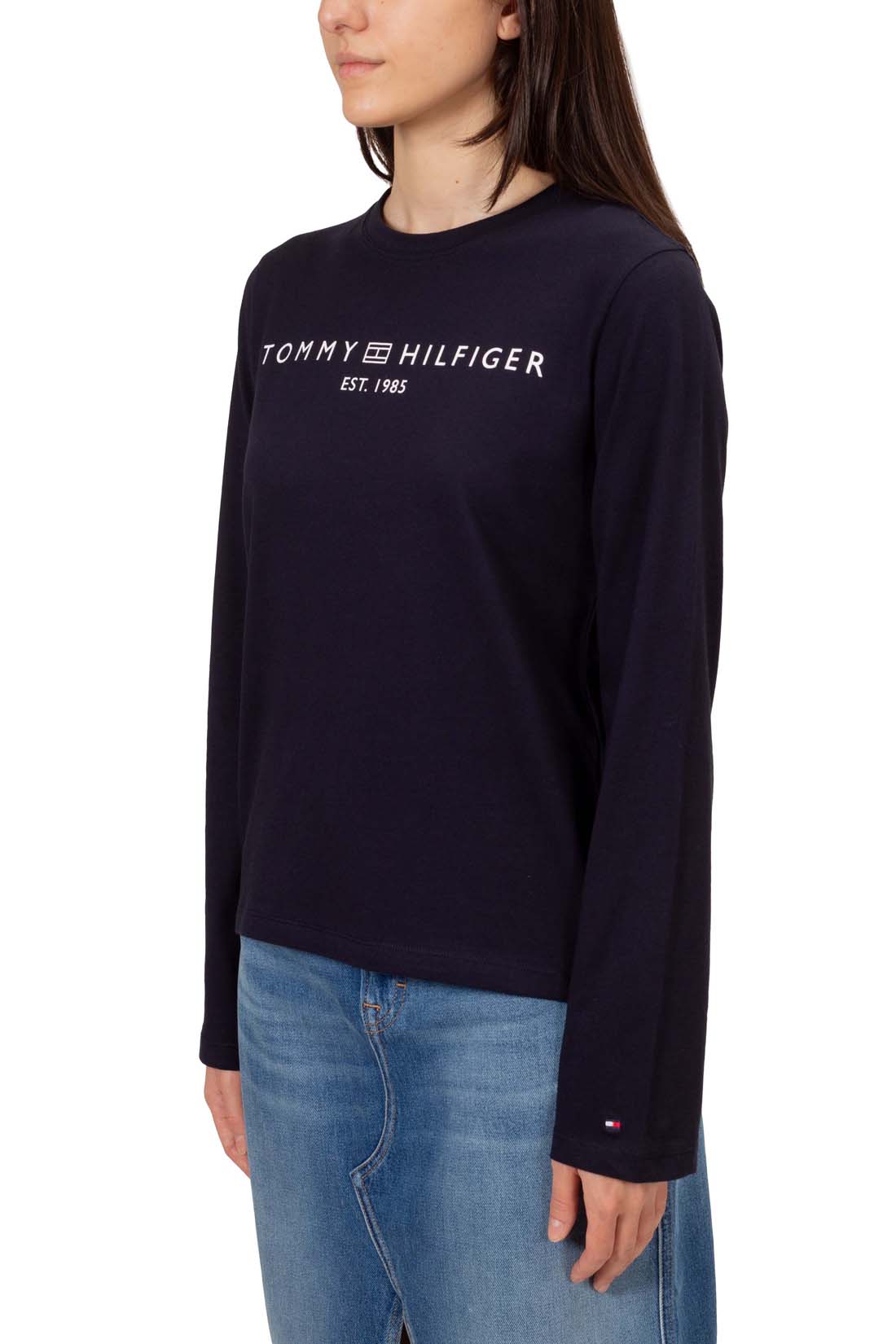 TOMMY HILFIGER - Women's logo T-shirt with long sleeves-1