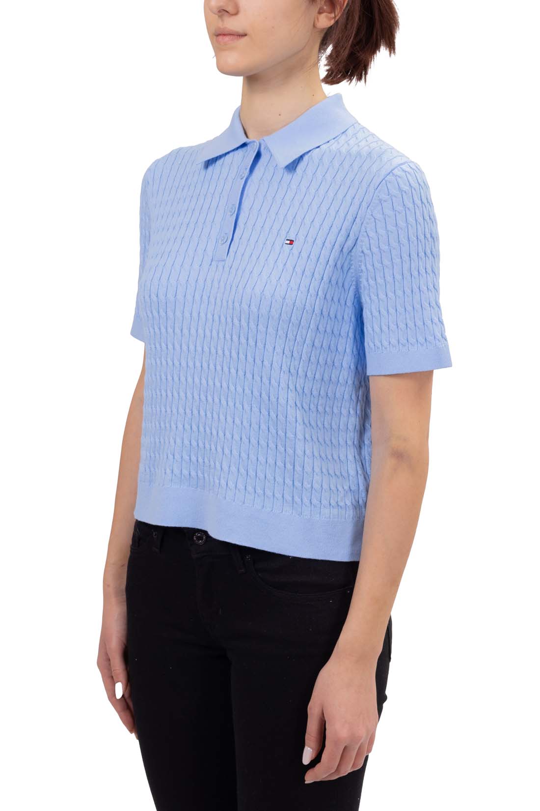 TOMMY HILFIGER - Women's cable polo shirt  - Size L-13