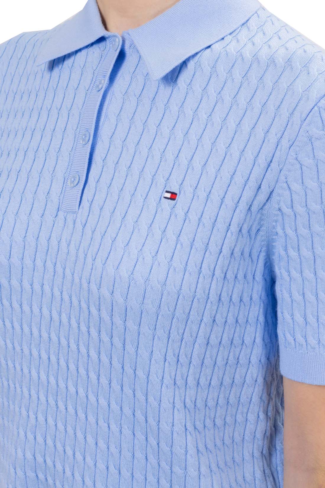 TOMMY HILFIGER - Women's cable polo shirt  - Size L-8