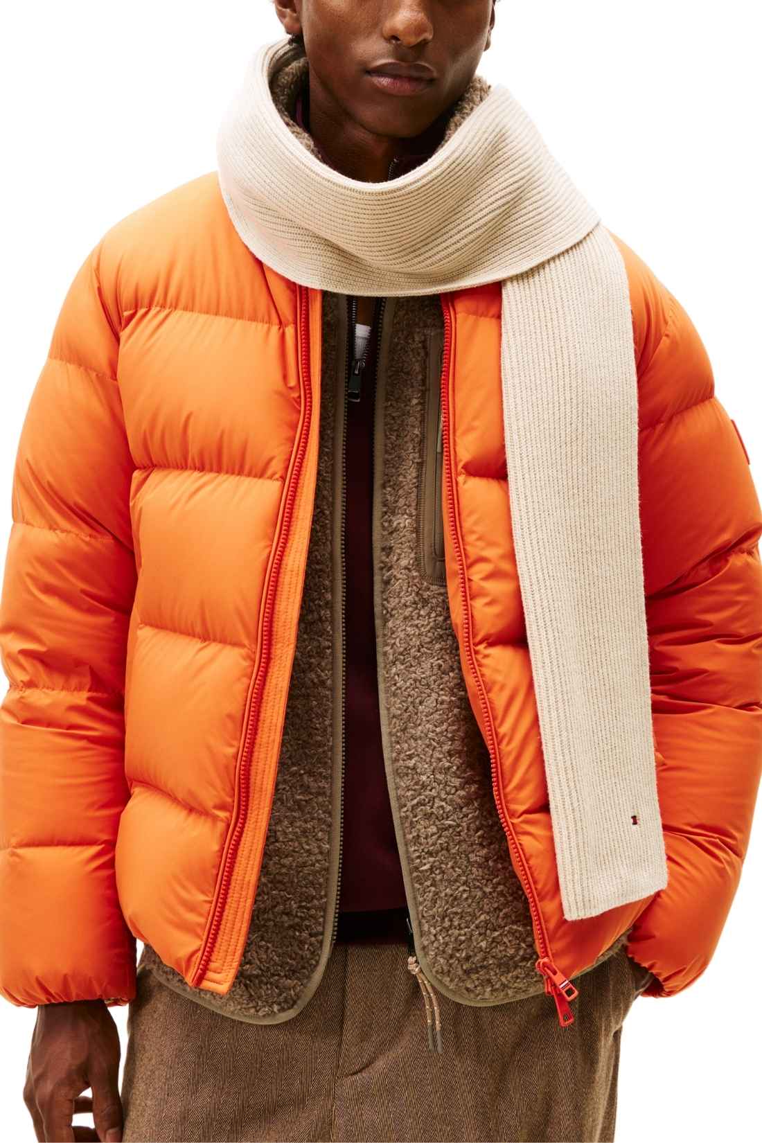 TOMMY HILFIGER - Men's ribbed scarf with logo  - Size OS-5