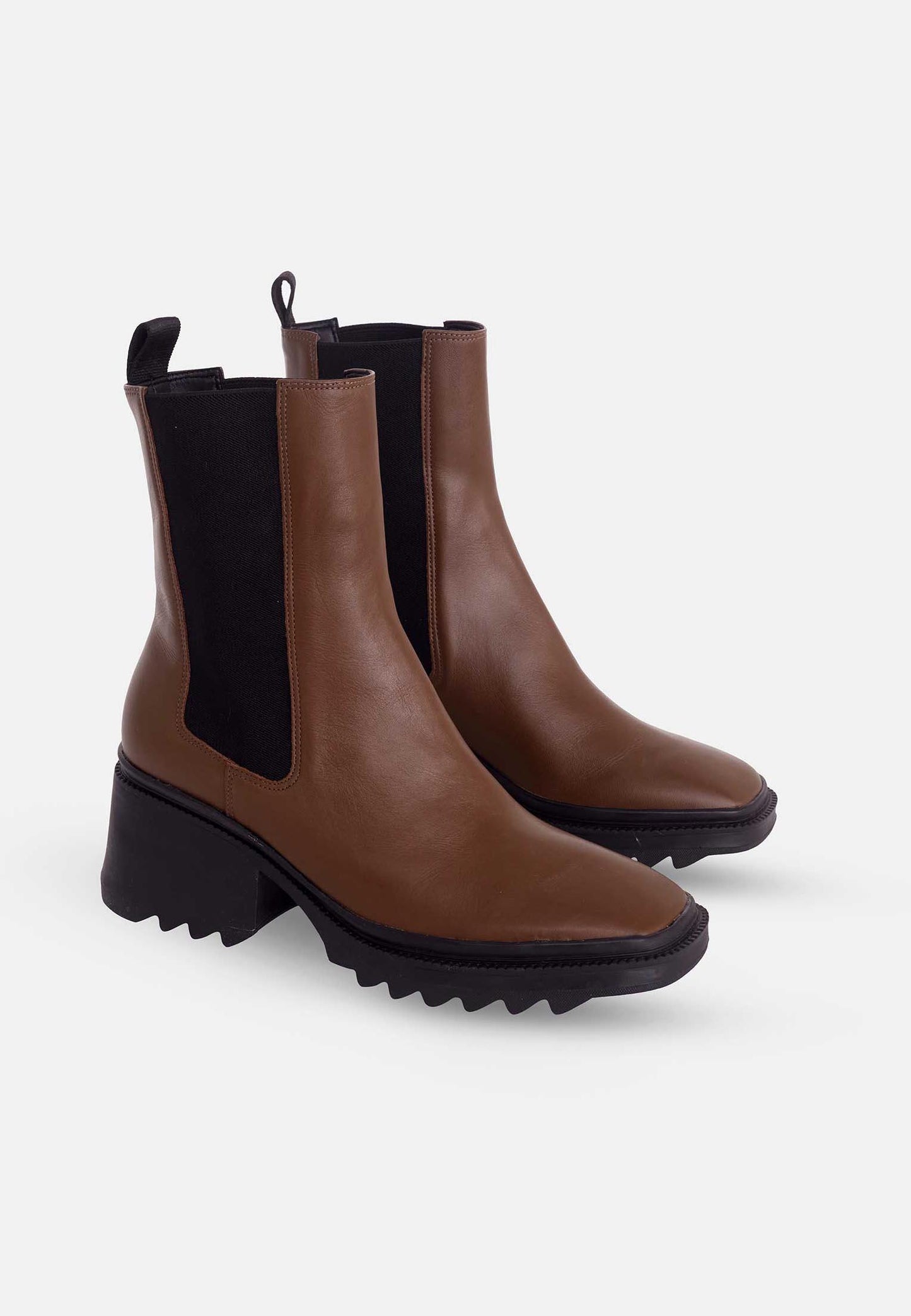 Arachis Brown Calf Leather Combat Boots – 7.8cm Heel-2