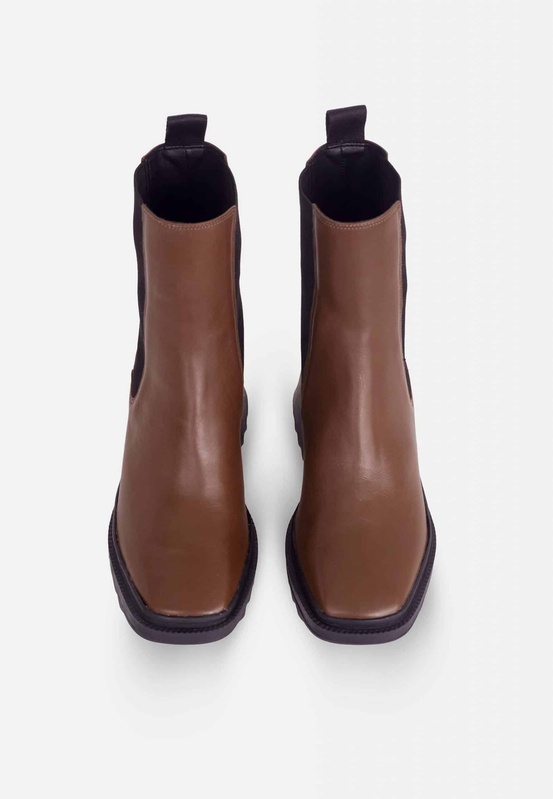 Arachis Brown Calf Leather Combat Boots – 7.8cm Heel-1