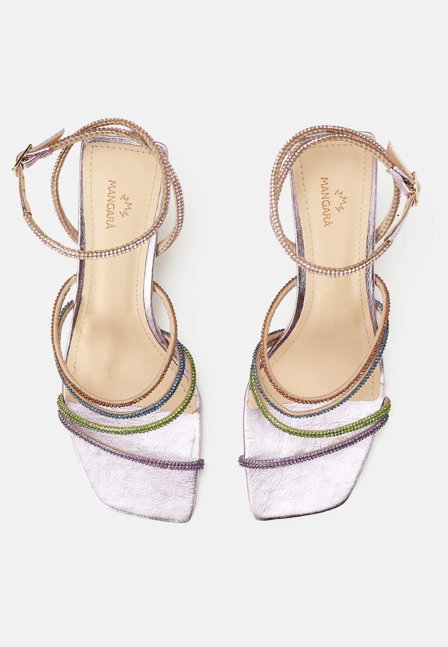 Arca Leather Sandals – Crystal Straps Flat Purple-1