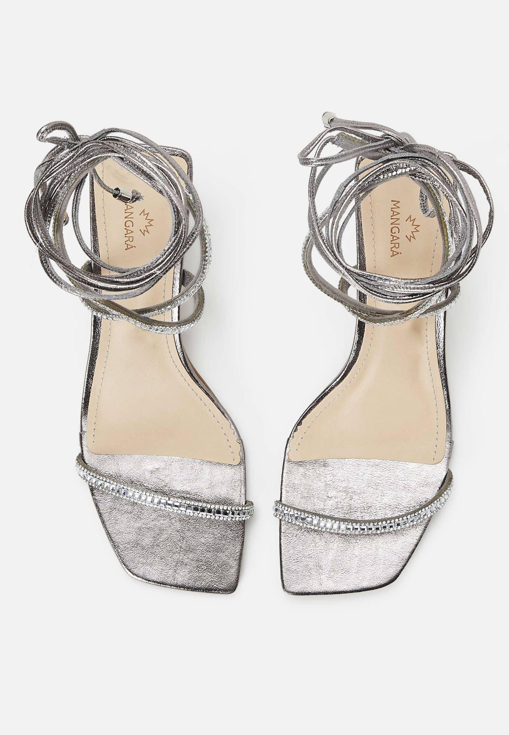 Aroeira Silver Leather Sandals – 8cm Heel-3