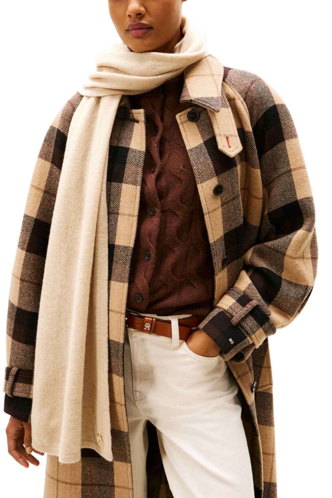 TOMMY HILFIGER - Women's pure cashmere scarf with monogram-1