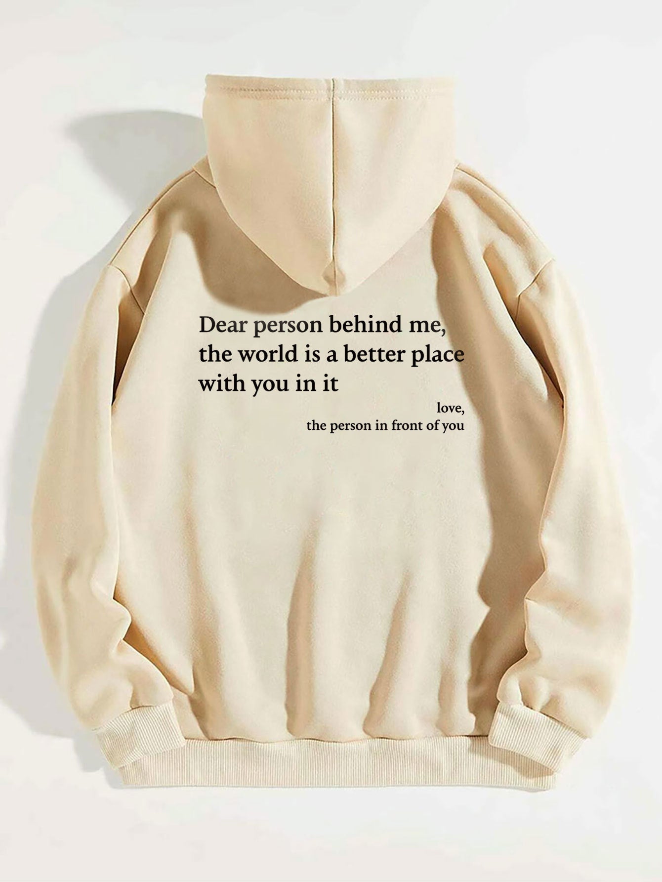 Dear Person Behind Me,the World Is A Better Place,with You In It,love,the Person In Front Of You,Women's Plush Letter Printed Kangaroo Pocket Drawstring Printed Hoodie Unisex Trendy Hoodies-5