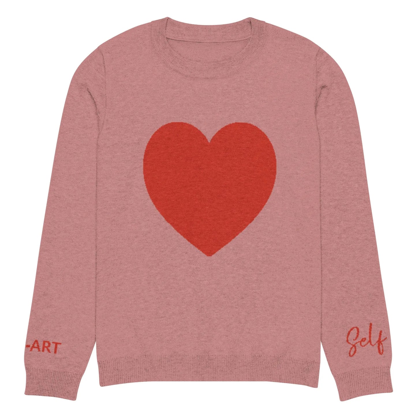 Heart Knitted crew neck sweater CORAL-4
