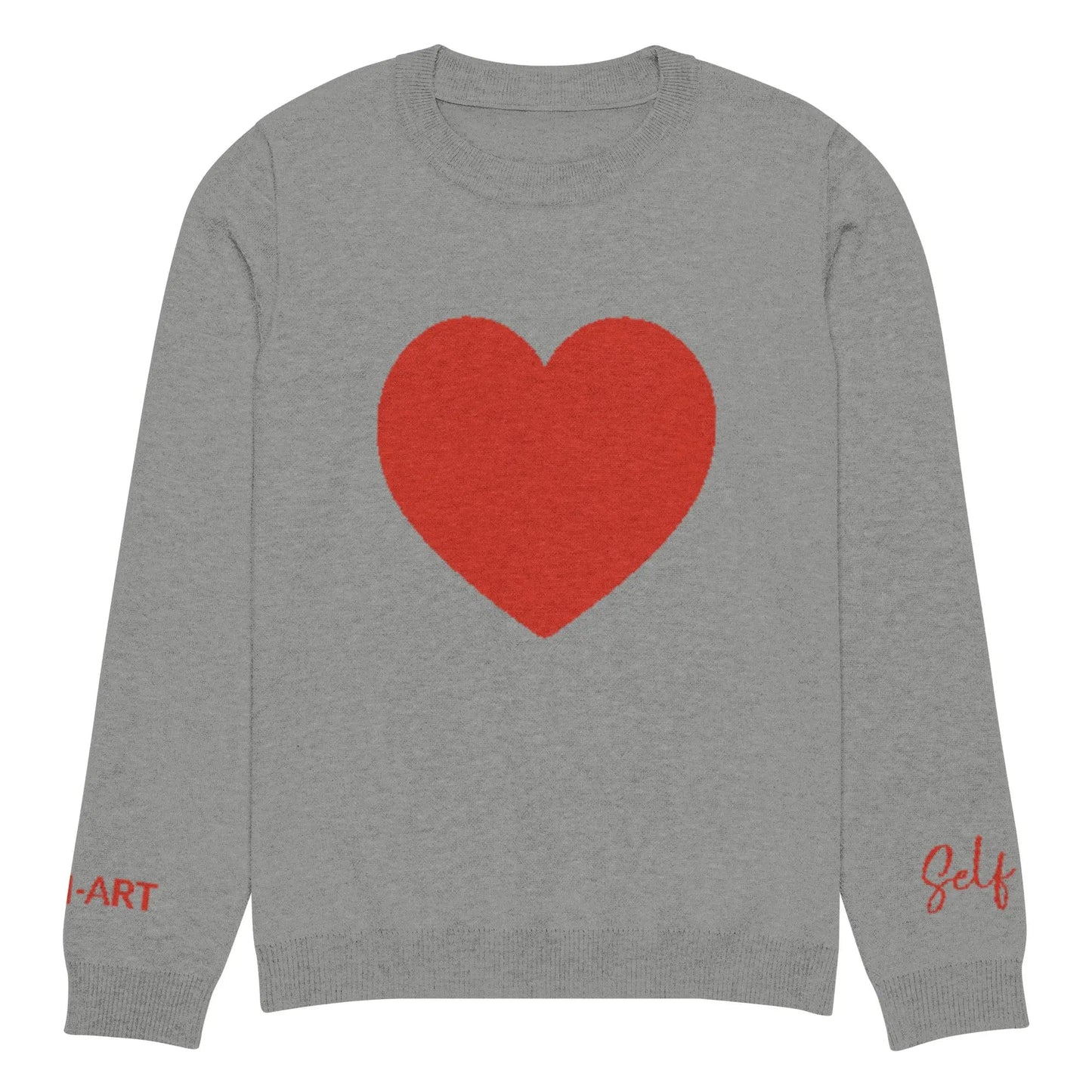 Heart - Knitted crew neck sweater GREY | crew neck knitted sweater-5