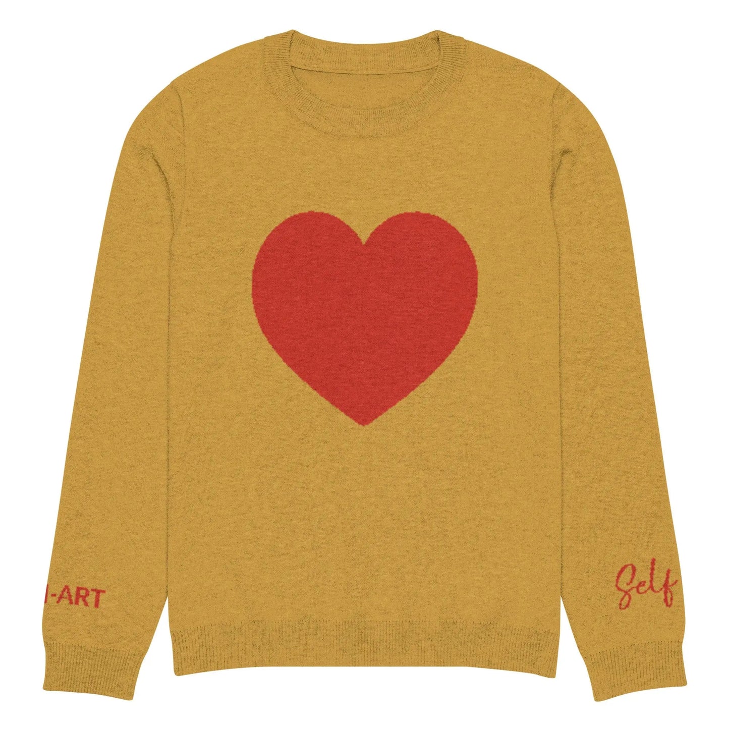 Heart - Knitted crew neck sweater MUSTARD-2
