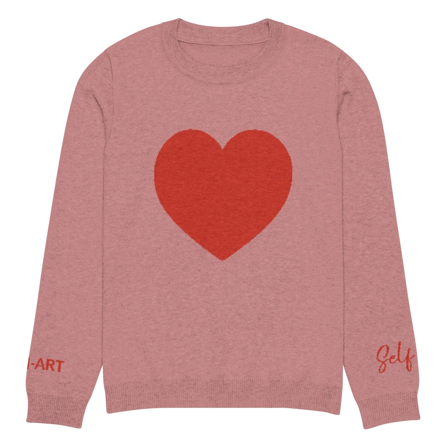 Heart Knitted crew neck sweater CORAL-2
