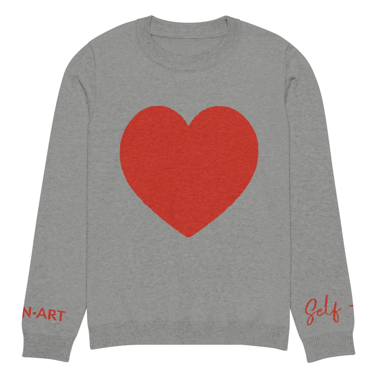 Heart - Knitted crew neck sweater GREY | crew neck knitted sweater-0
