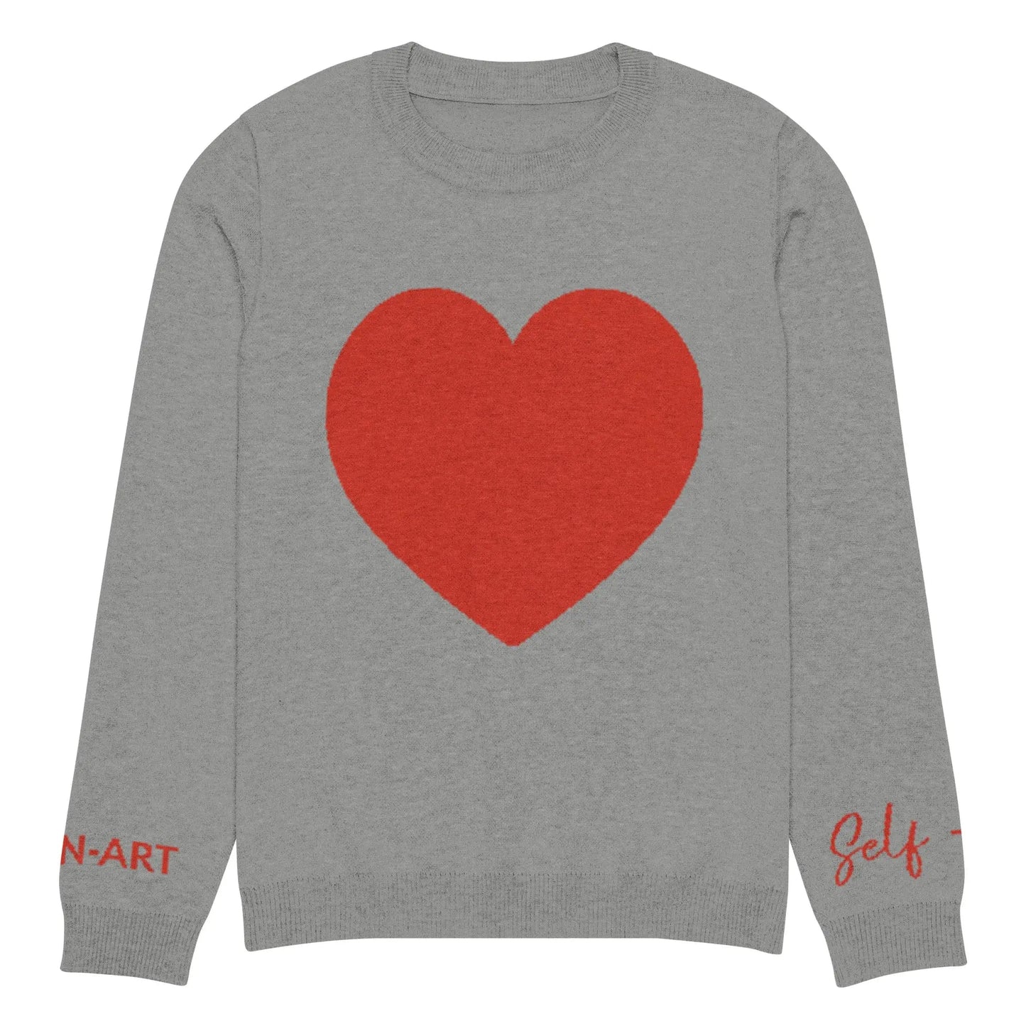 Heart - Knitted crew neck sweater GREY | crew neck knitted sweater-0