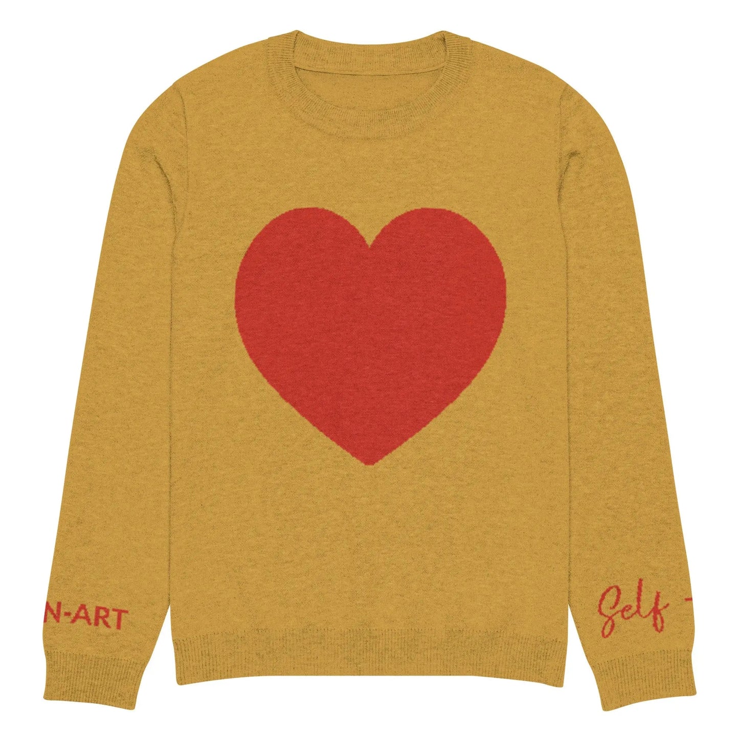 Heart - Knitted crew neck sweater MUSTARD-0