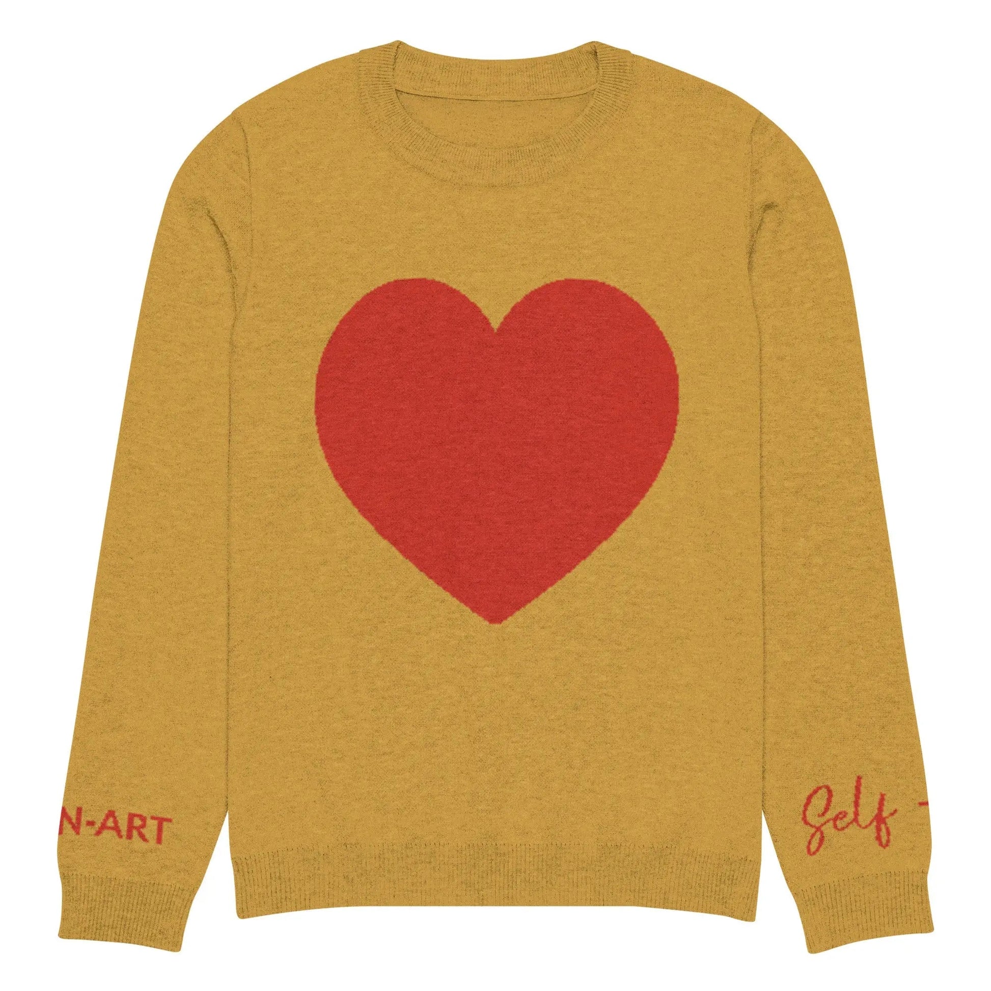 Heart - Knitted crew neck sweater MUSTARD-0