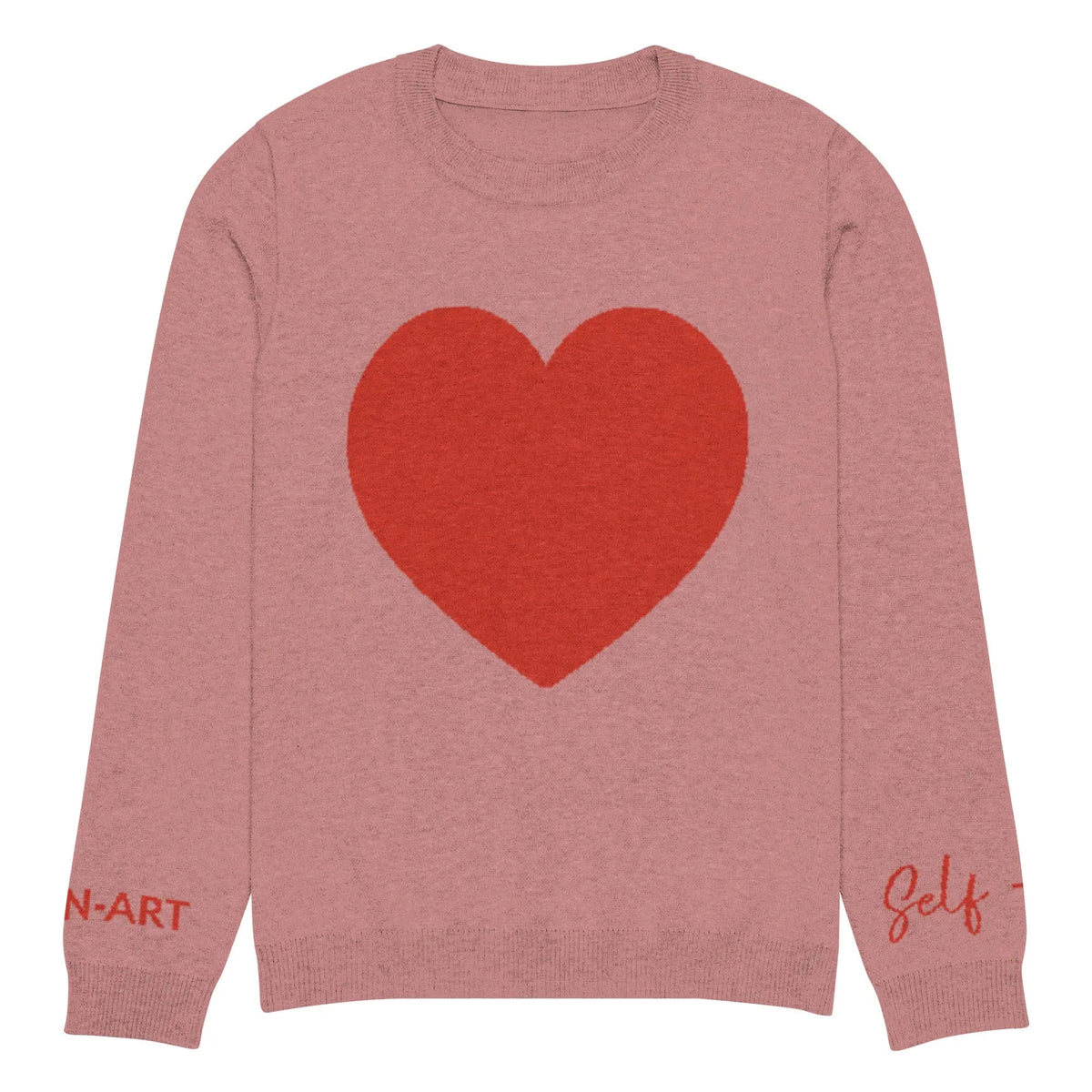 Heart Knitted crew neck sweater CORAL-0