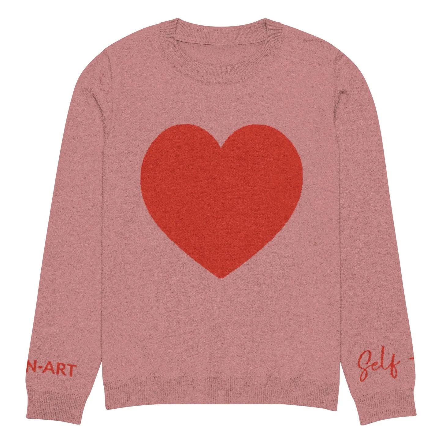 Heart Knitted crew neck sweater CORAL-0
