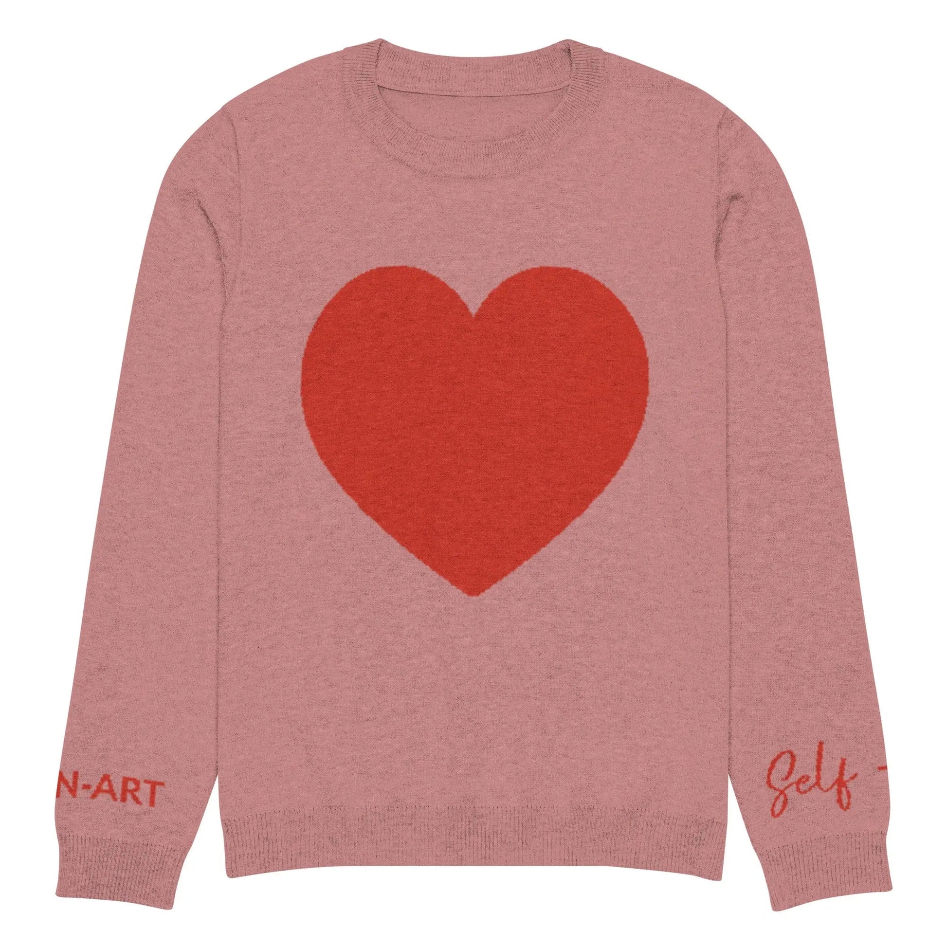Heart Knitted crew neck sweater CORAL-0