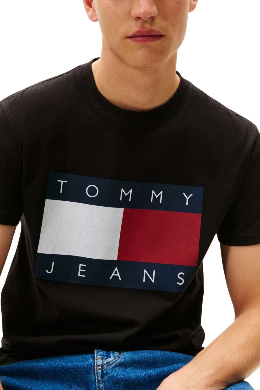 TOMMY JEANS - Men's T-shirt with printed logo flag  - Size L-3