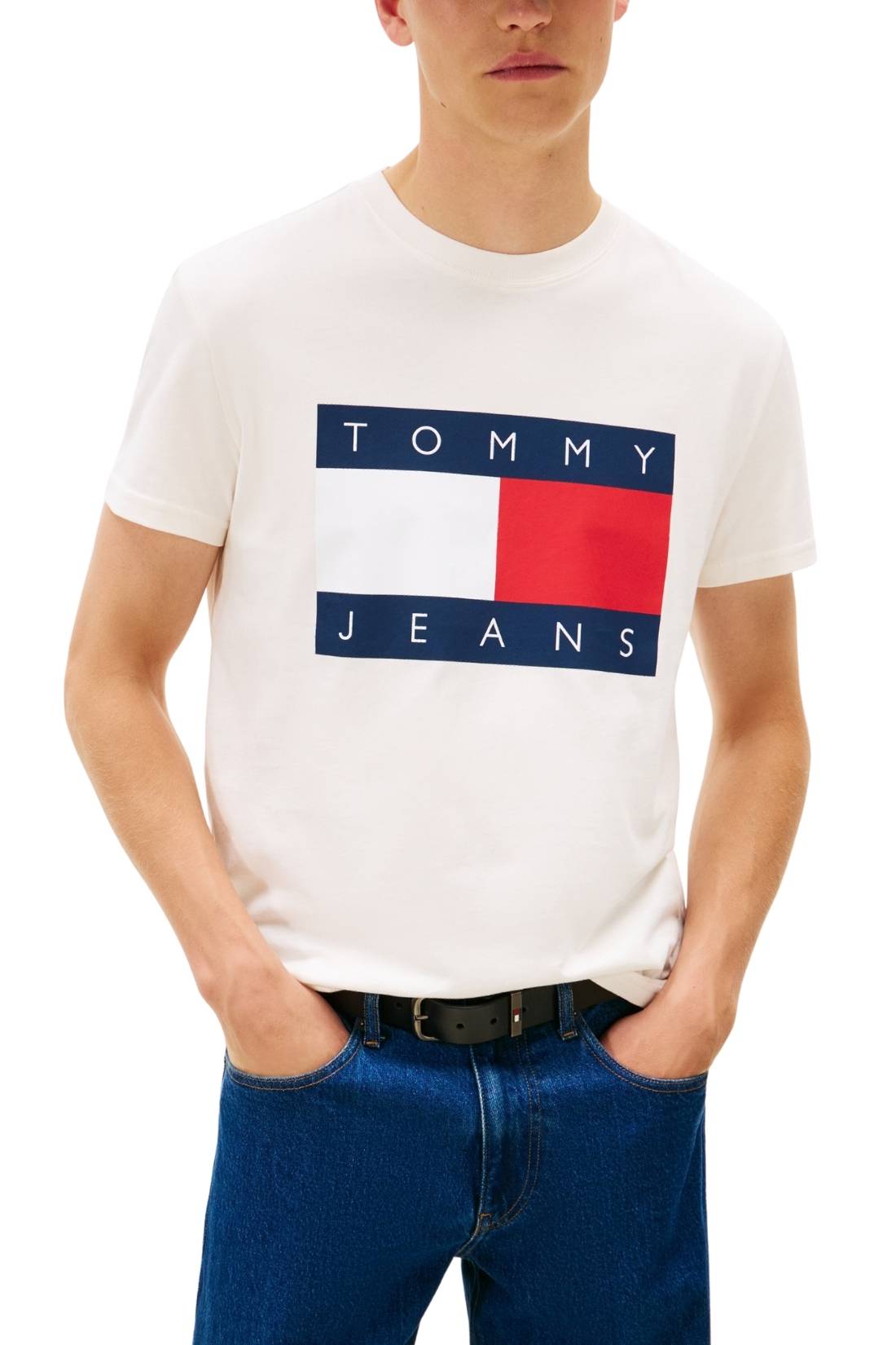 TOMMY JEANS - Men's T-shirt with printed logo flag  - Size L-8