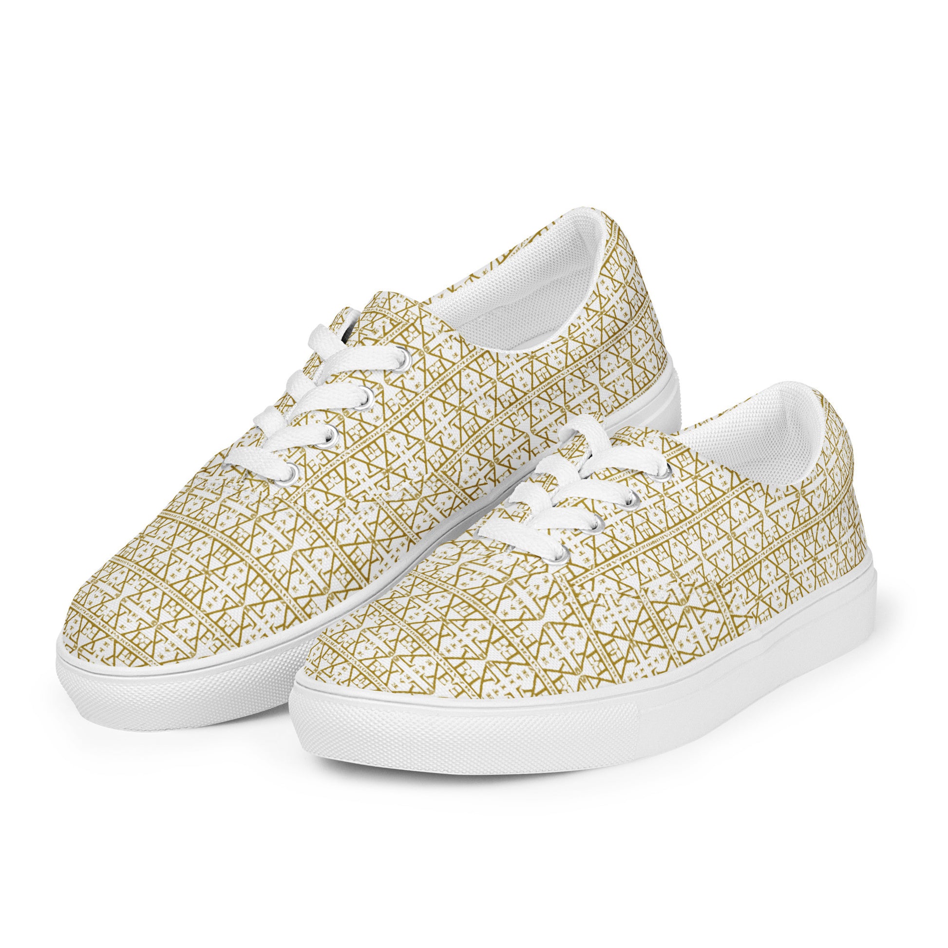 White Women's Lace-Up Shoes Waterproof Canvas with Anatomical Sole-10