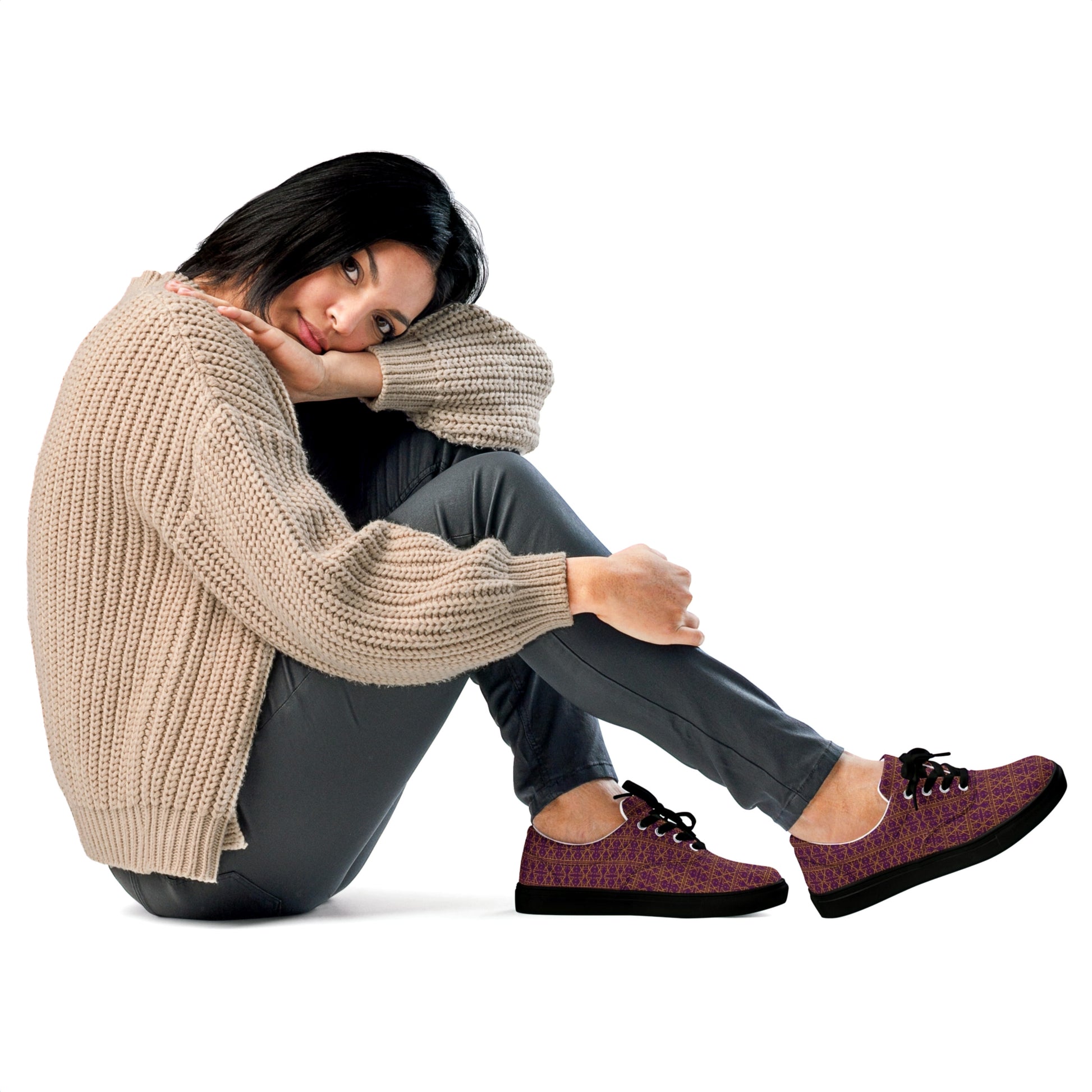 Purple Women's Lace-Up Waterproof Canvas Shoes with Anatomical Sole-1