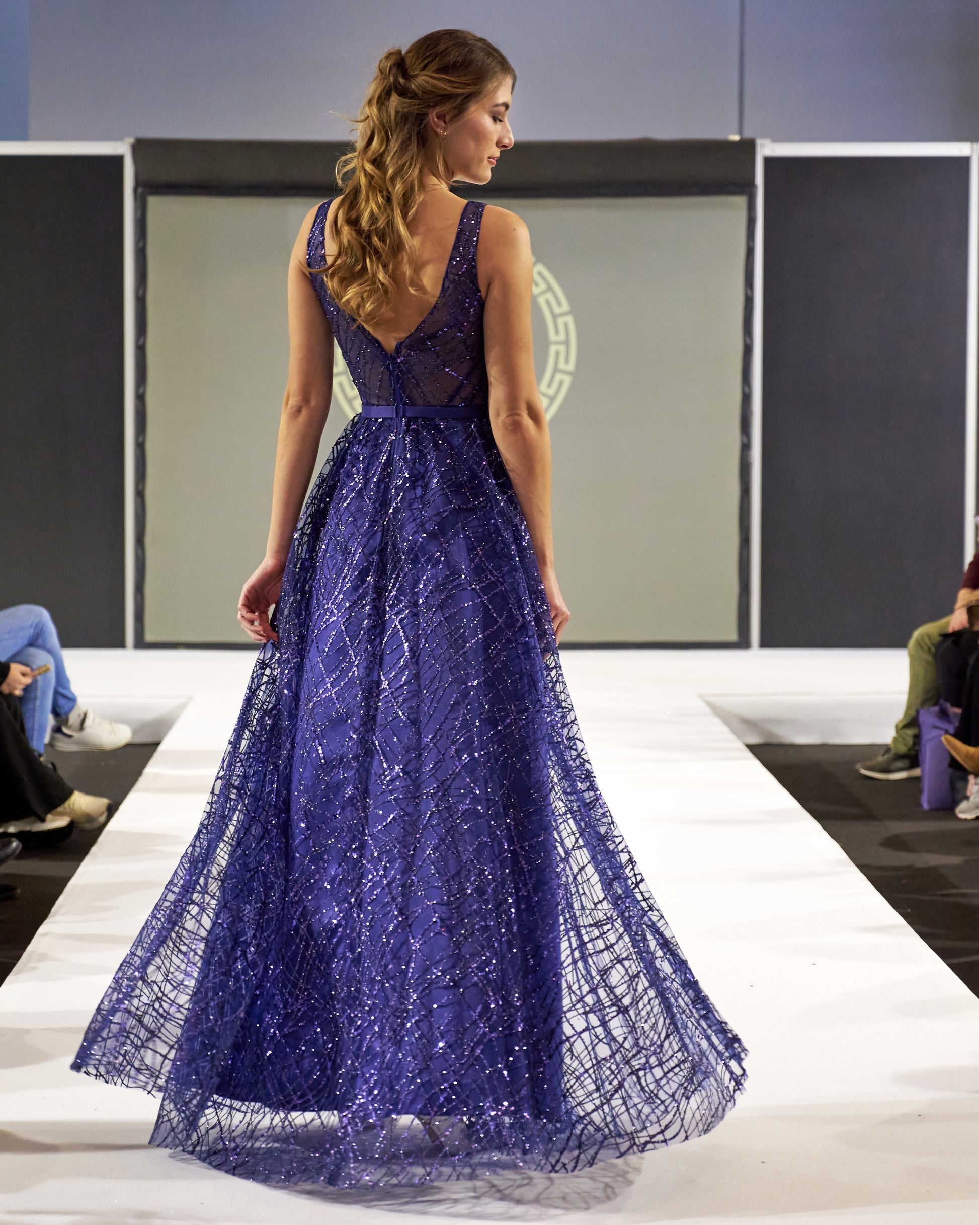 Helena Royal Blue Shine Dress-2