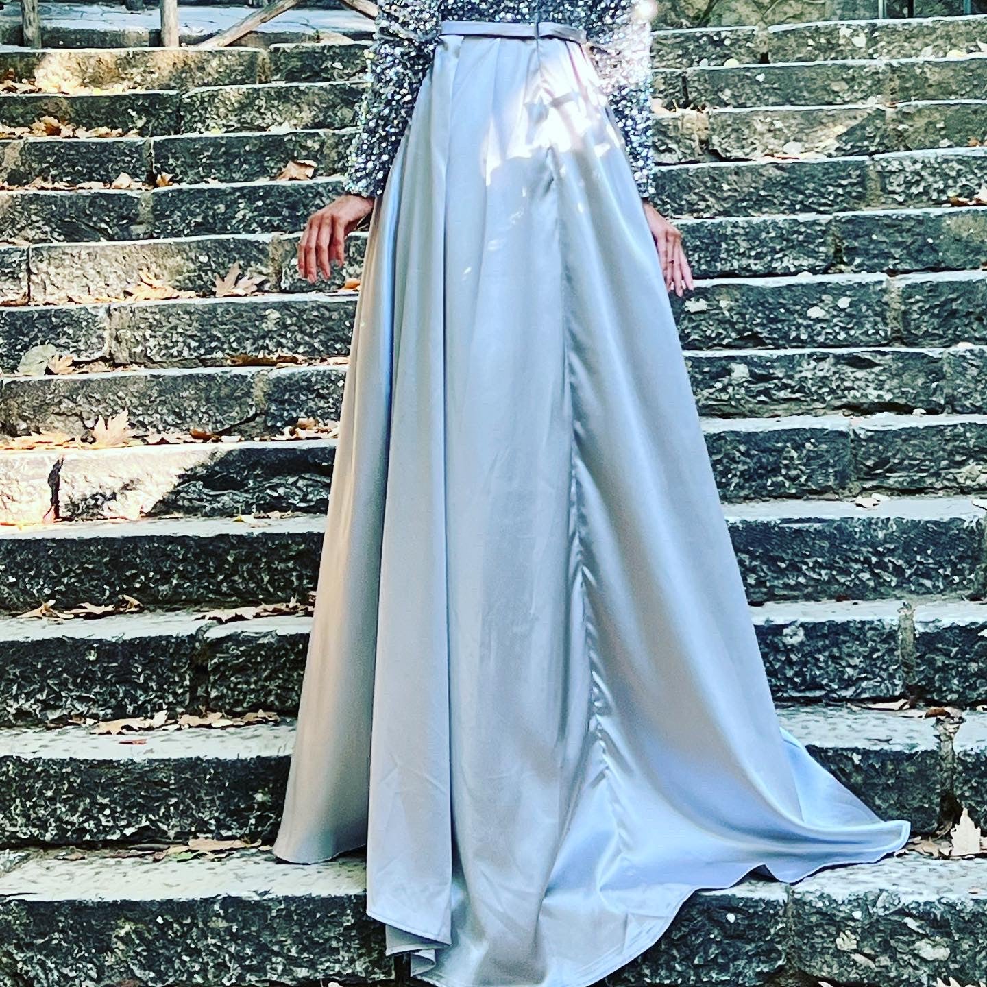Baroness Henrietta Velvet Sequin Silver Dress-4