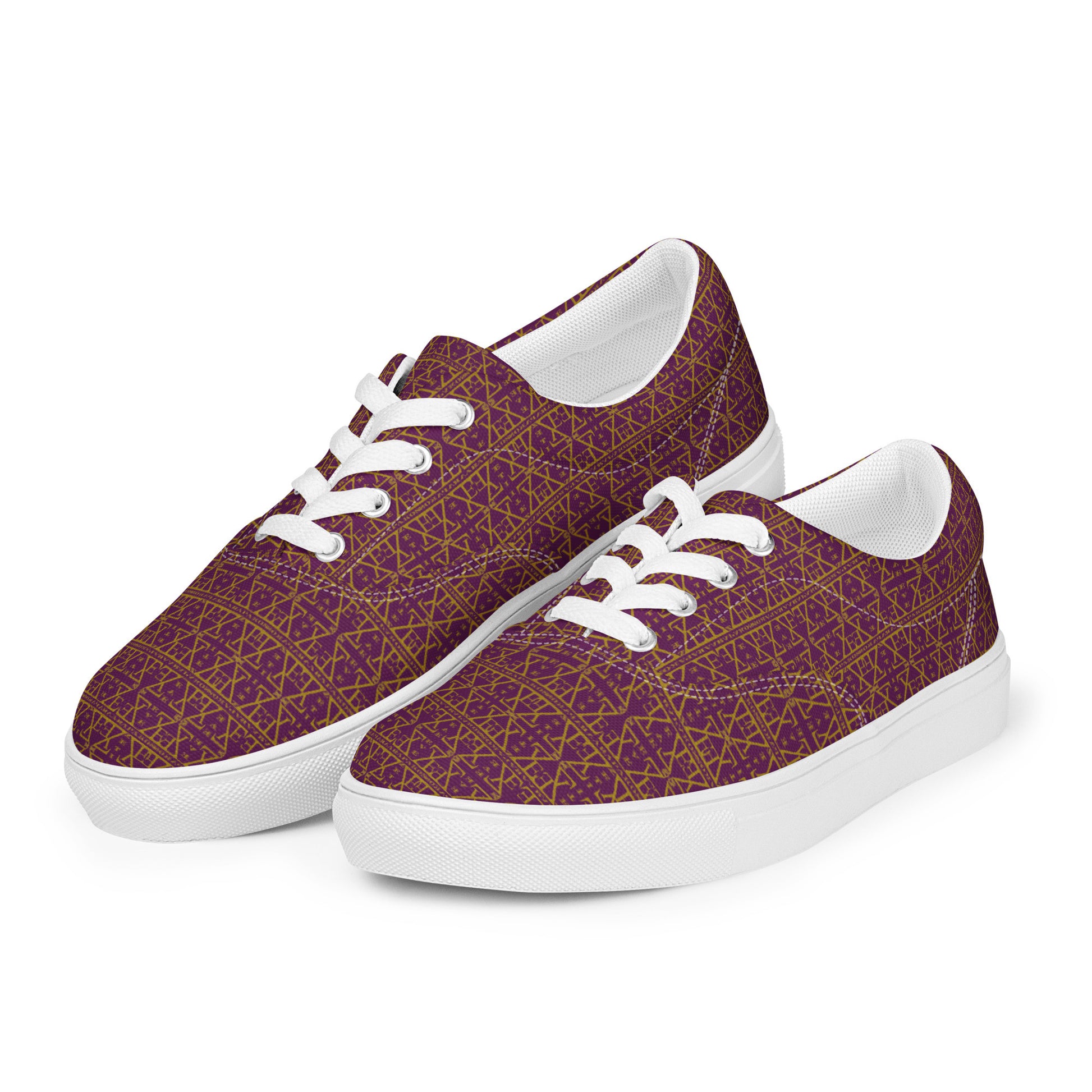 Purple Women's Lace-Up Waterproof Canvas Shoes with Anatomical Sole-13