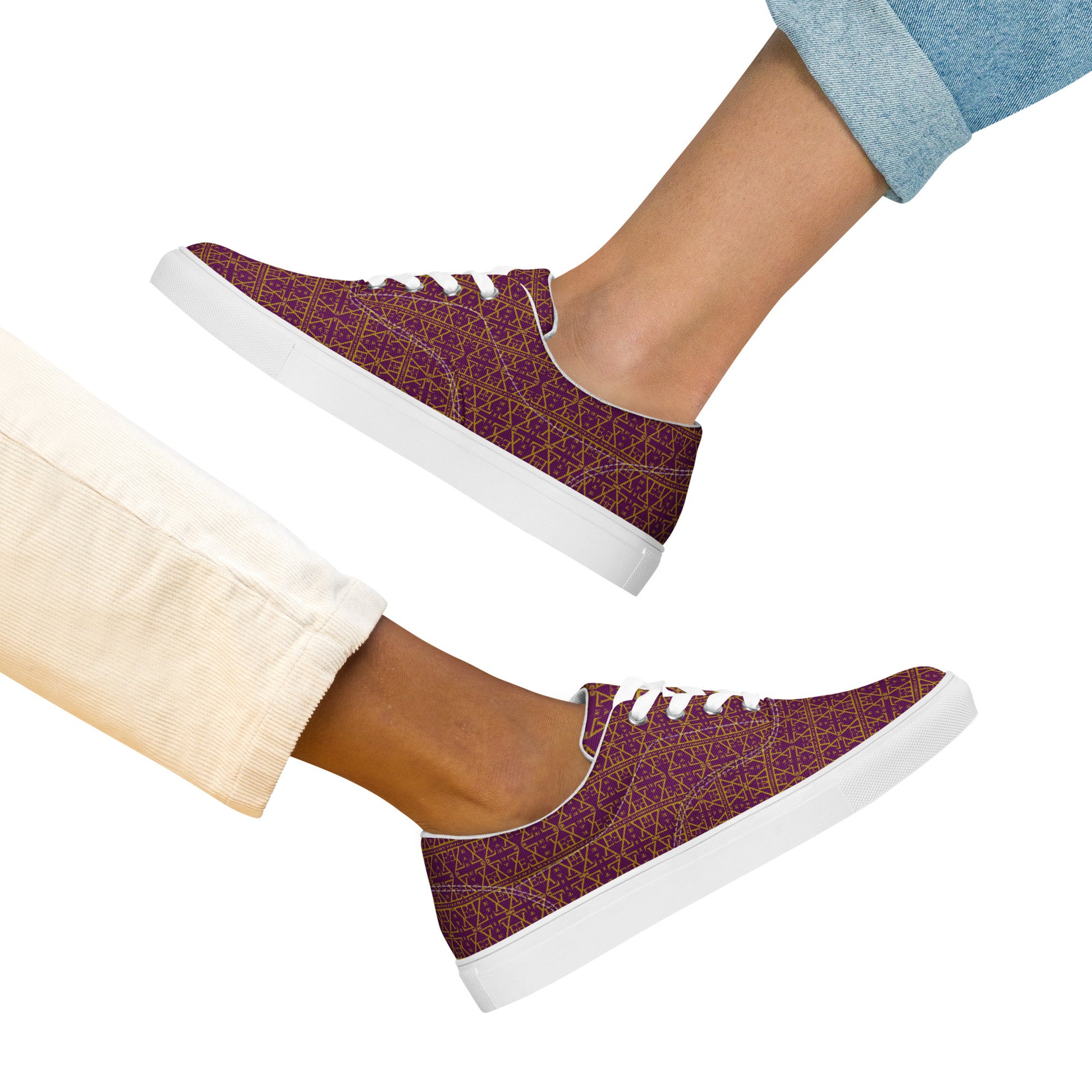 Purple Women's Lace-Up Waterproof Canvas Shoes with Anatomical Sole-8