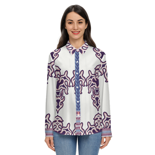 Women's Classic Long Sleeve Button-Up Shirt Silky-like Elegance-0