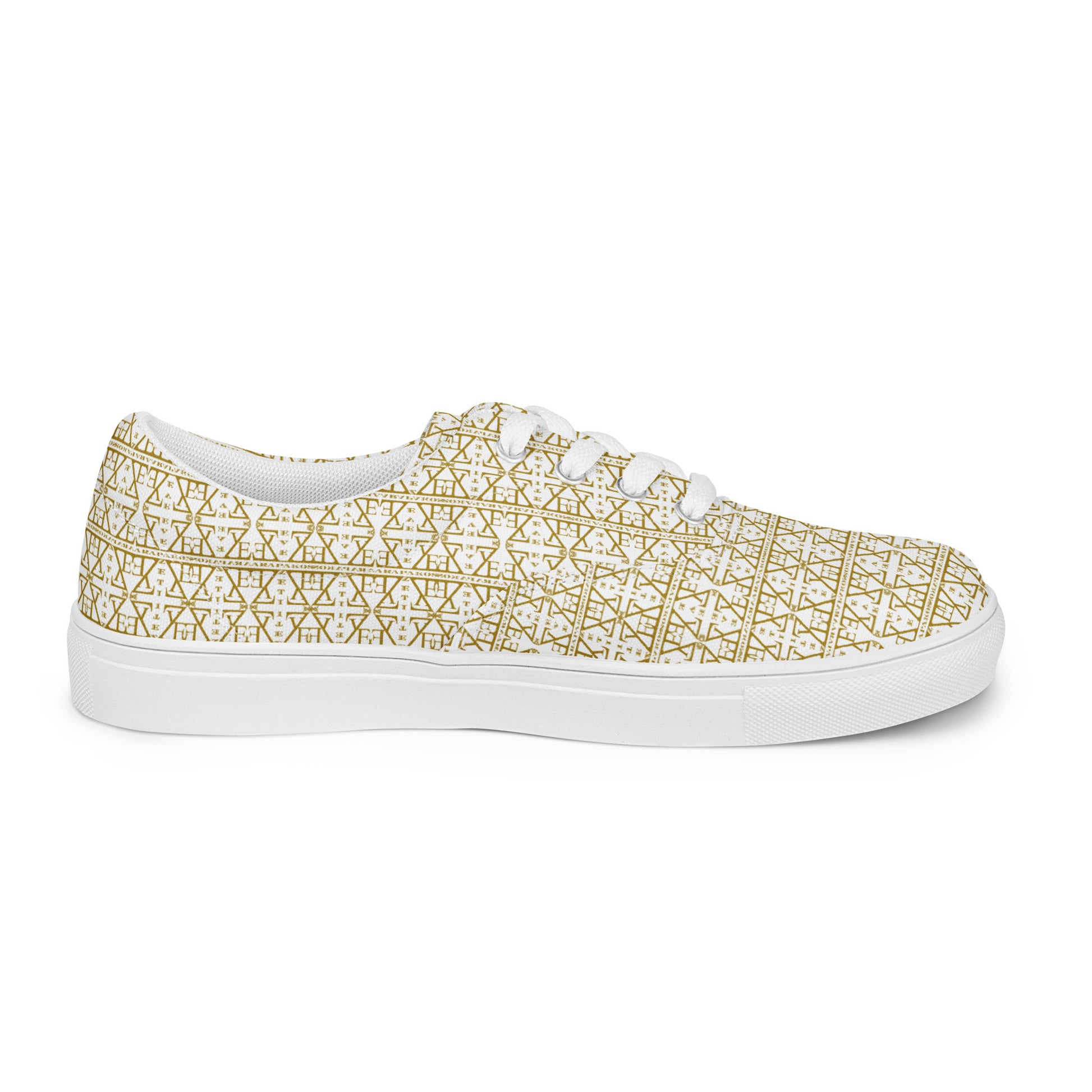 White Women's Lace-Up Shoes Waterproof Canvas with Anatomical Sole-20