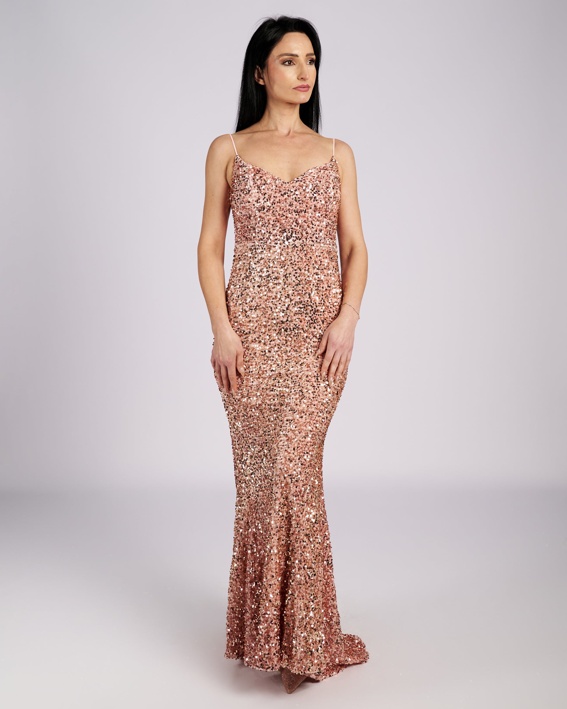 Pink Star Sequin Maxi Dress " φορέματα βραδινά "-4