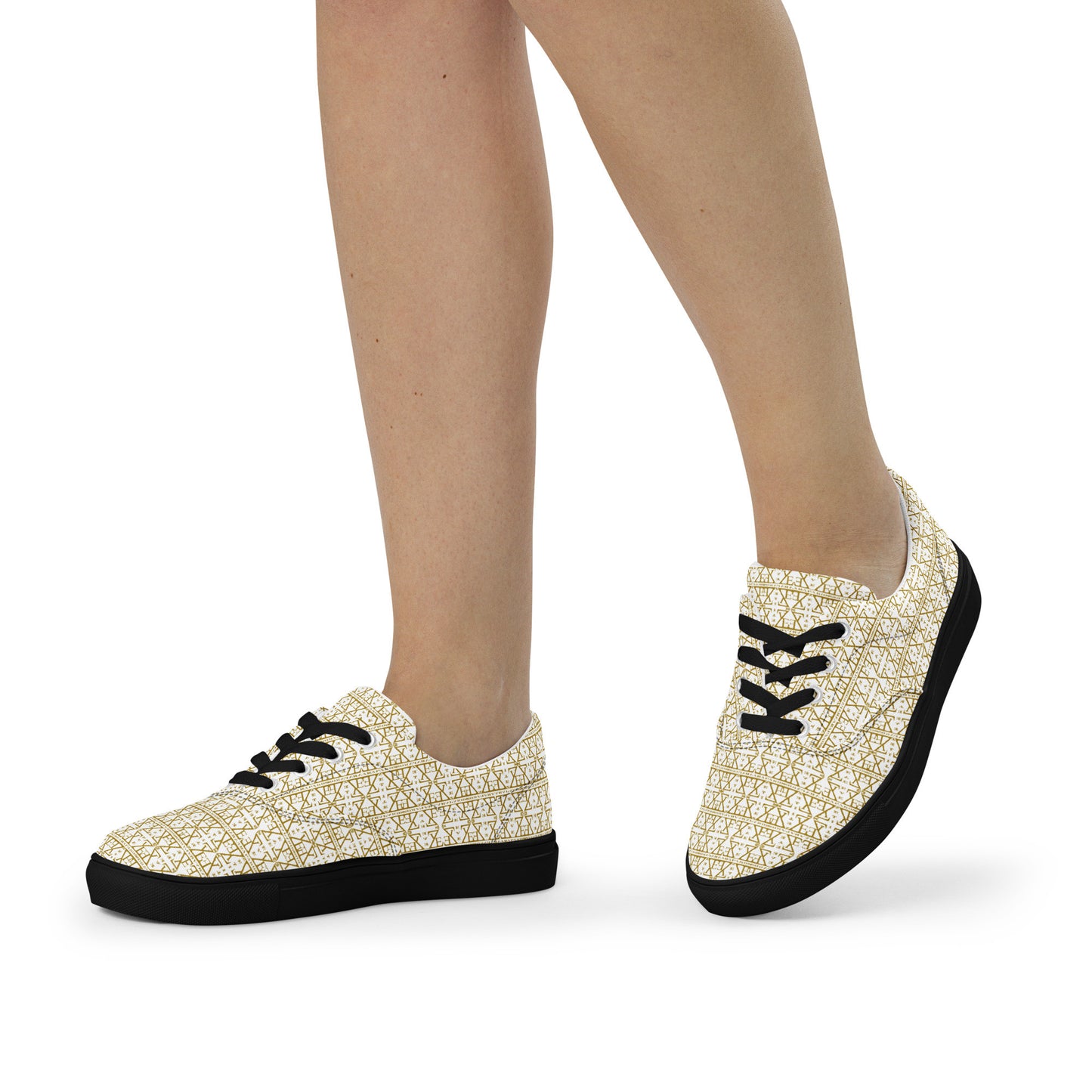 White Women's Lace-Up Shoes Waterproof Canvas with Anatomical Sole-3