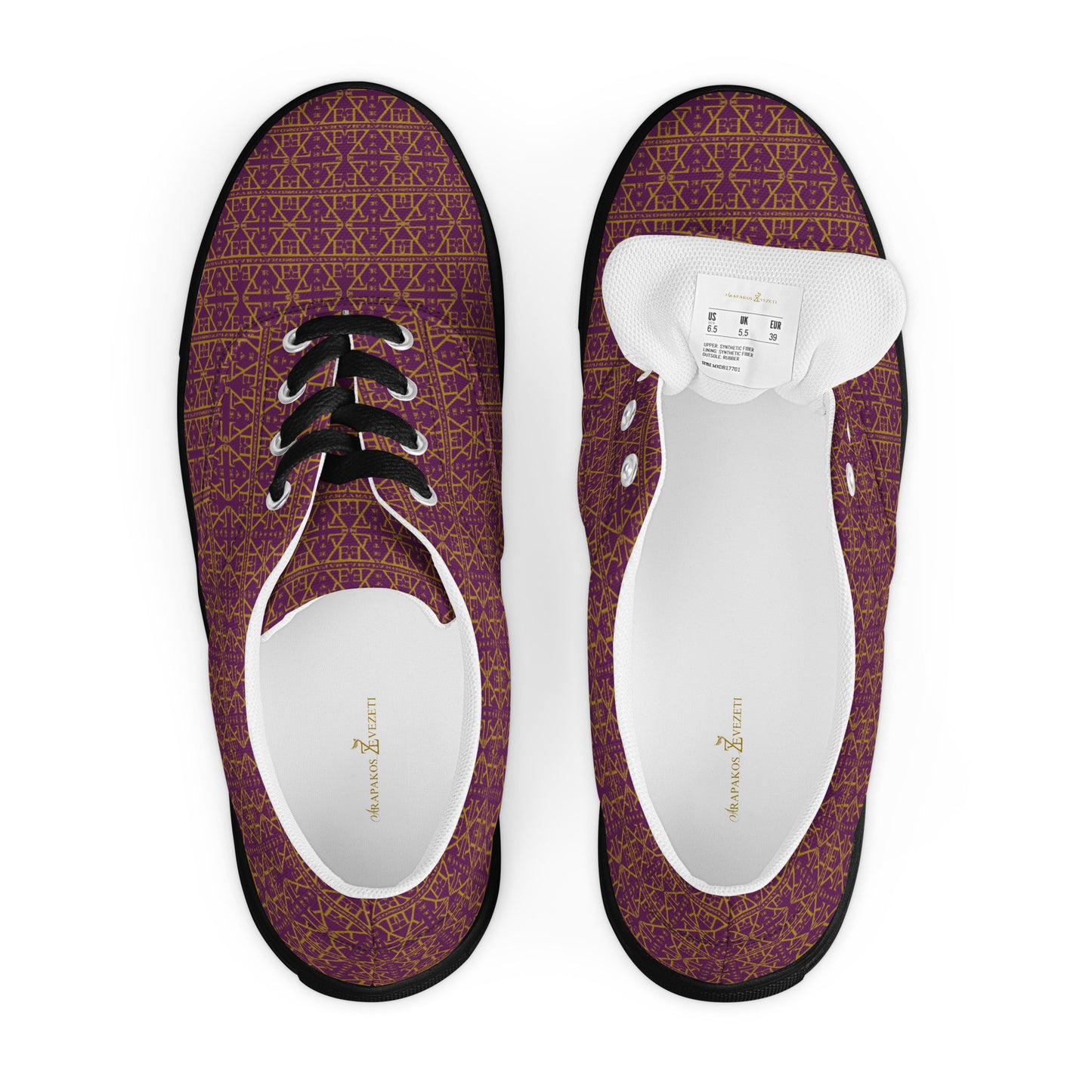 Purple Women's Lace-Up Waterproof Canvas Shoes with Anatomical Sole-6