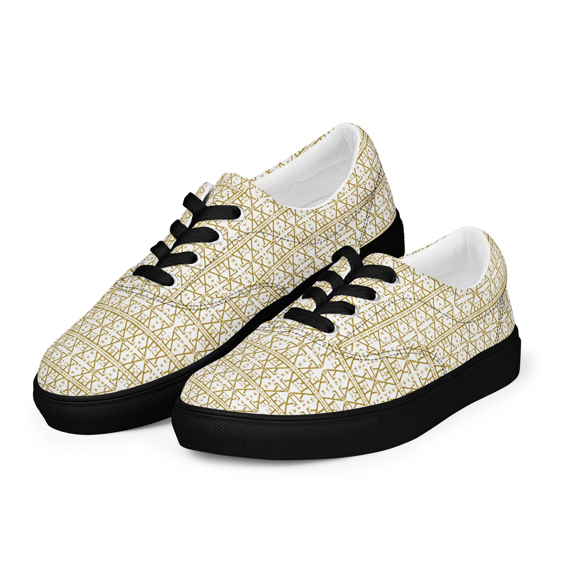 White Women's Lace-Up Shoes Waterproof Canvas with Anatomical Sole-13