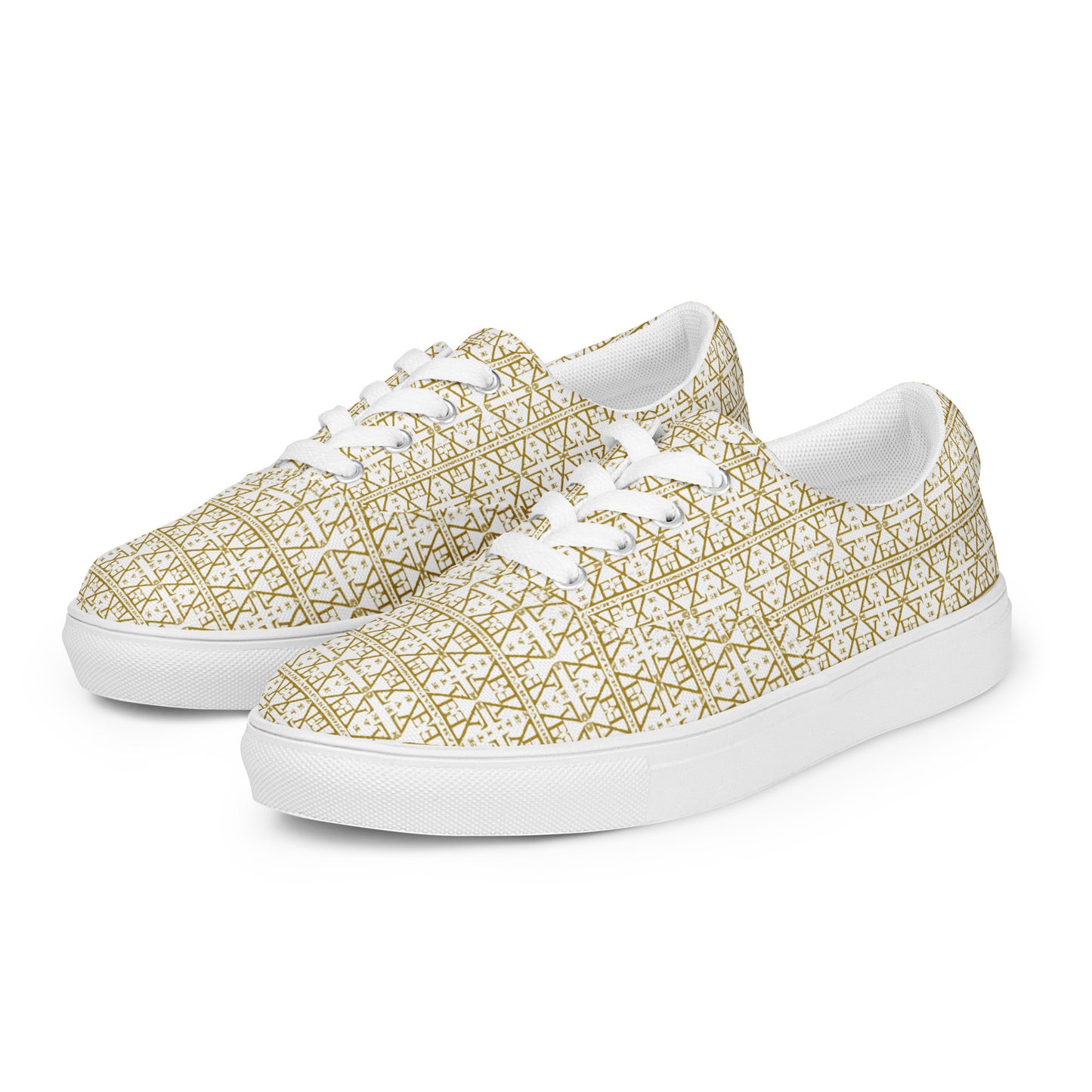 White Women's Lace-Up Shoes Waterproof Canvas with Anatomical Sole-26