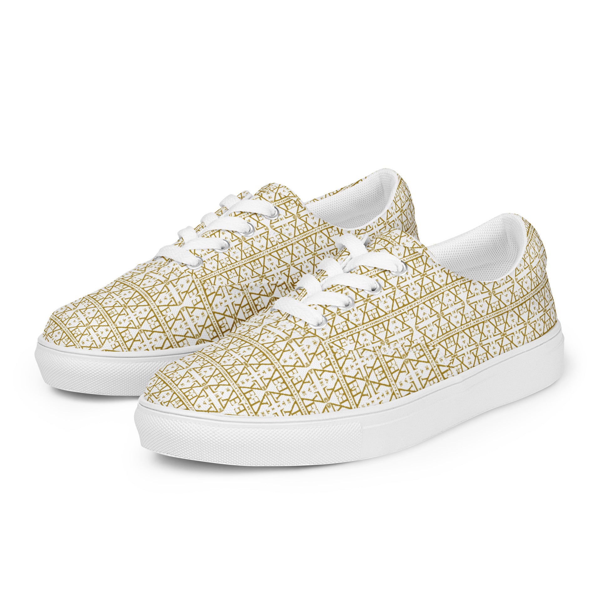White Women's Lace-Up Shoes Waterproof Canvas with Anatomical Sole-26