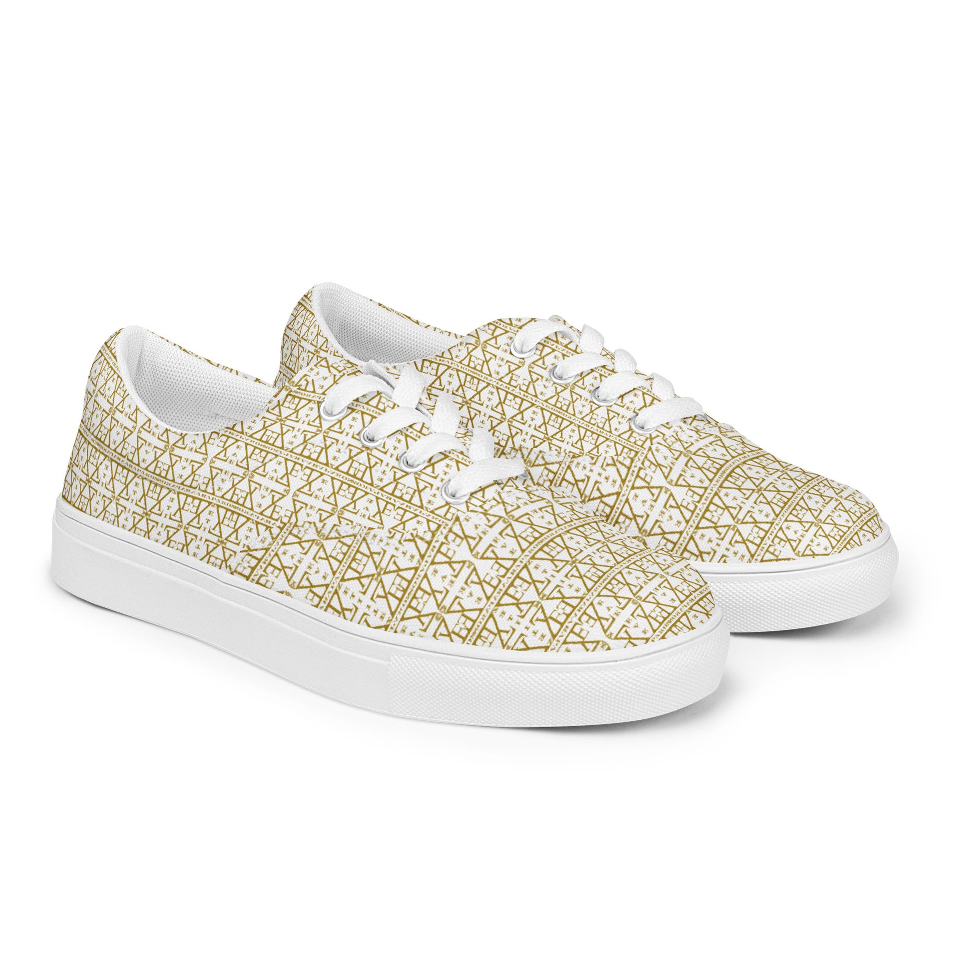 White Women's Lace-Up Shoes Waterproof Canvas with Anatomical Sole-22