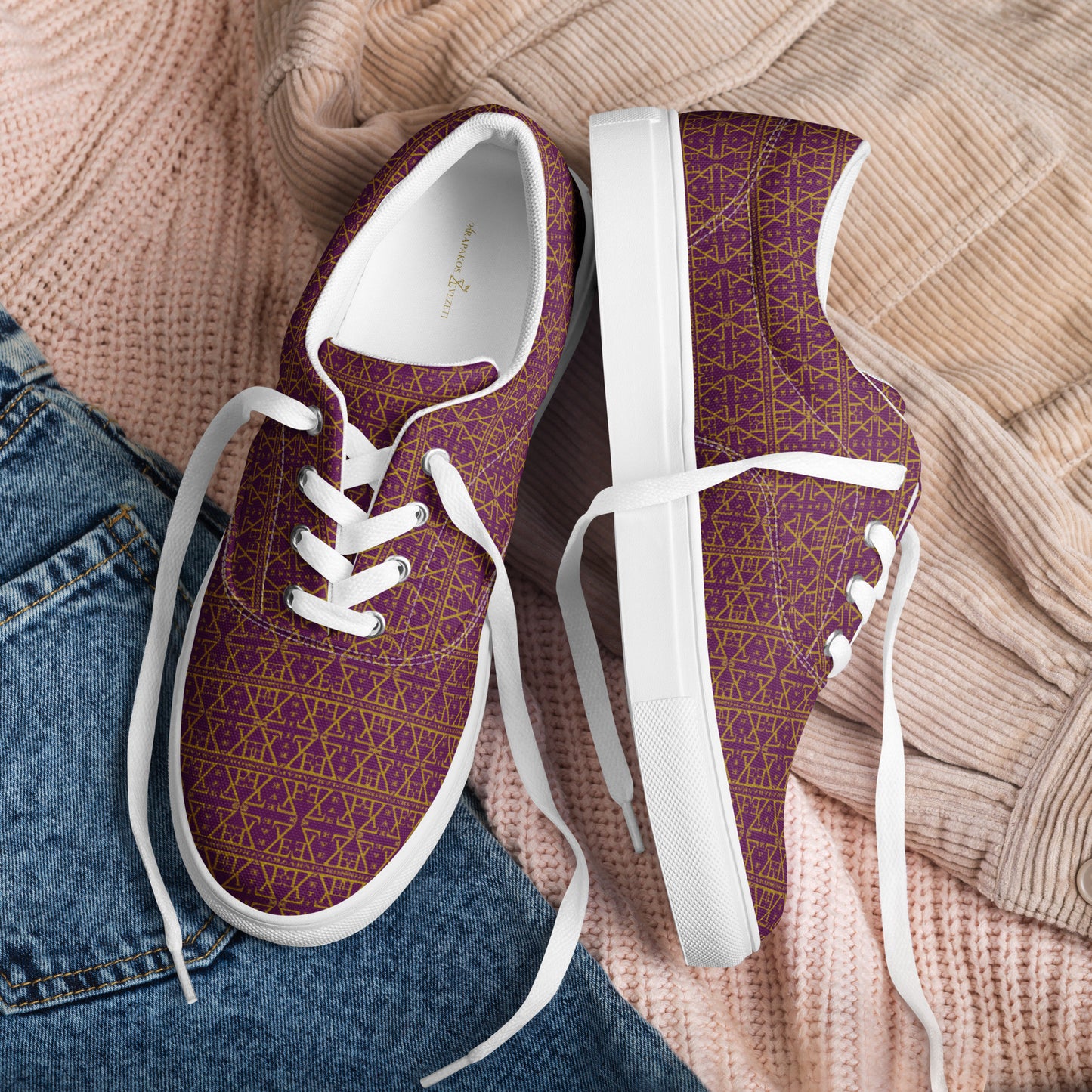 Purple Women's Lace-Up Waterproof Canvas Shoes with Anatomical Sole-7