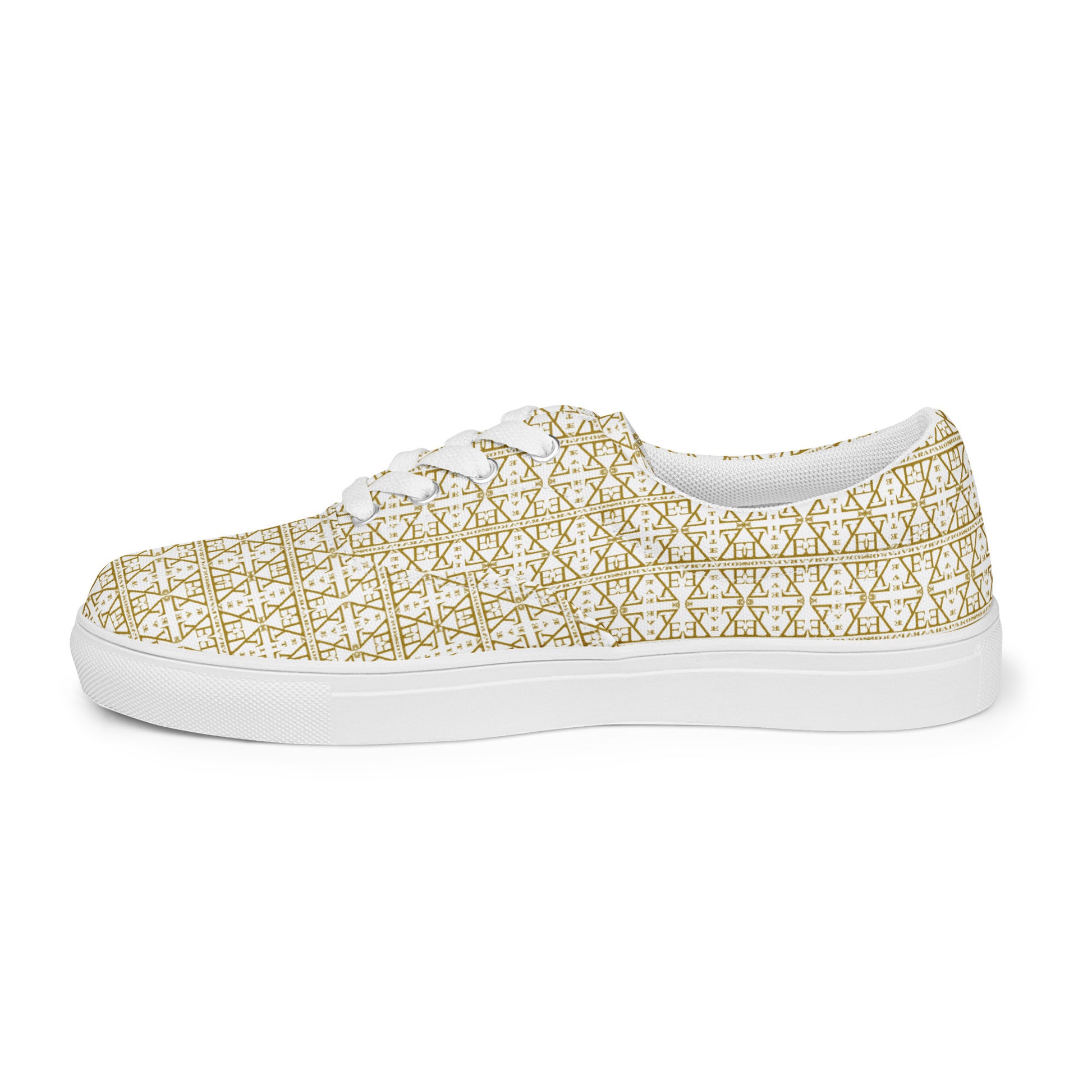 White Women's Lace-Up Shoes Waterproof Canvas with Anatomical Sole-21