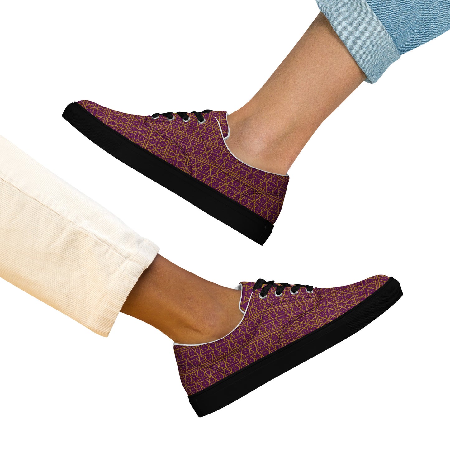 Purple Women's Lace-Up Waterproof Canvas Shoes with Anatomical Sole-2