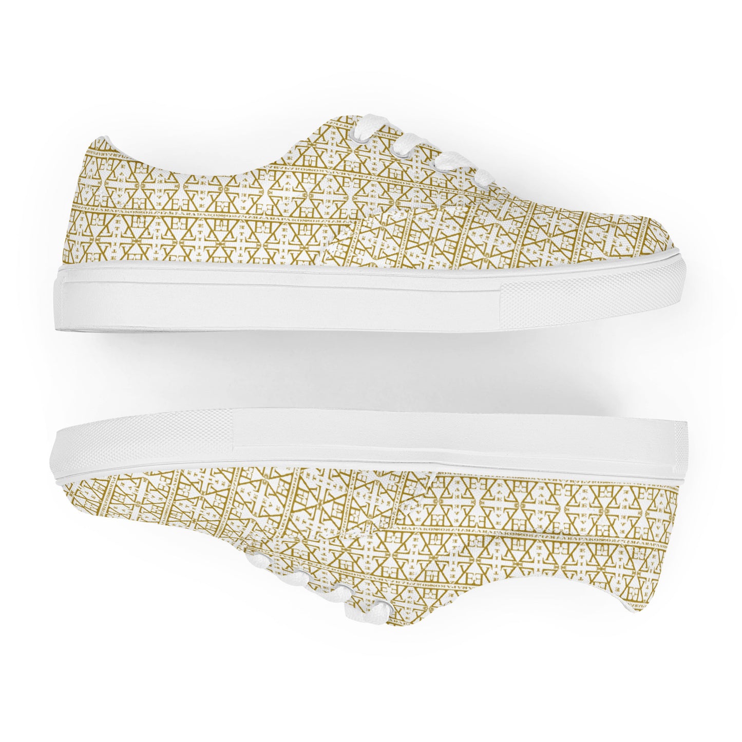 White Women's Lace-Up Shoes Waterproof Canvas with Anatomical Sole-9