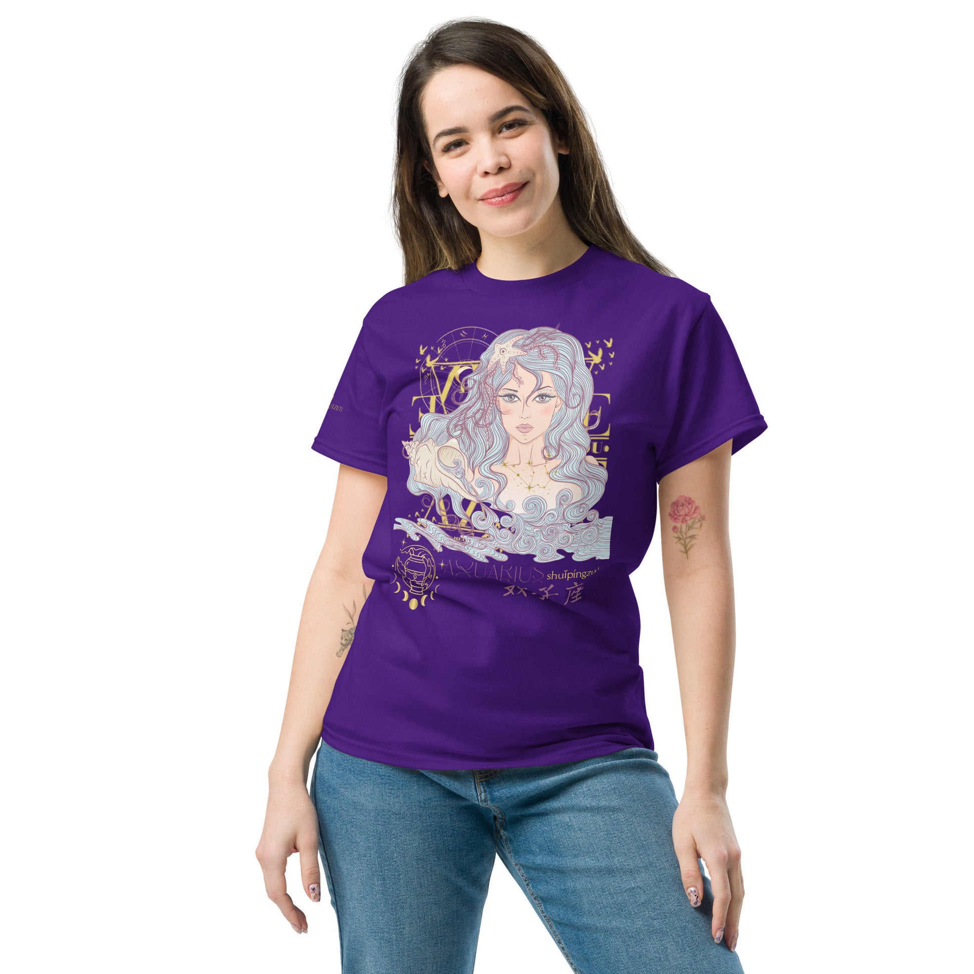 Aquarius ♒ Women's T-shirt from the zodiac circle-2